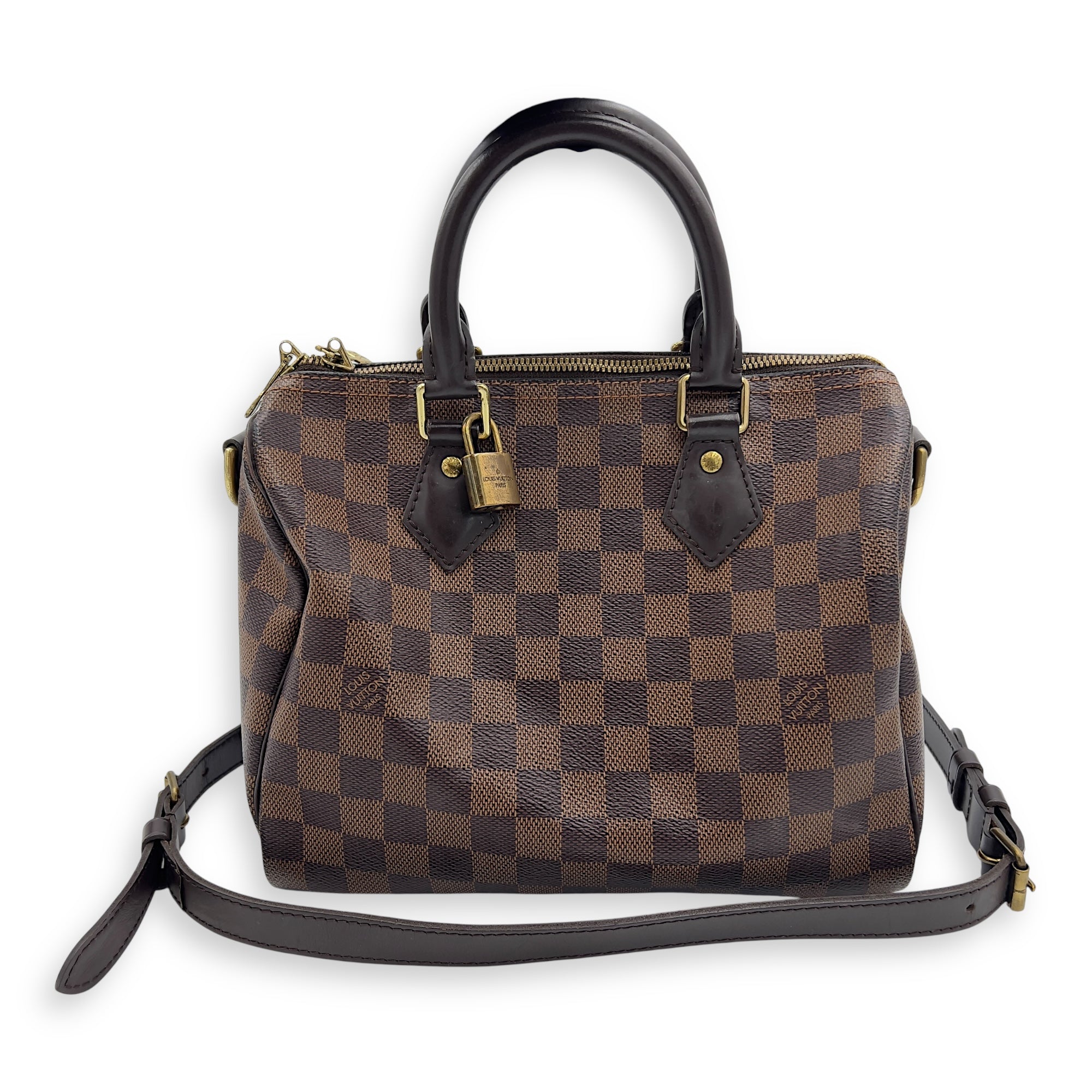 Speedy Bandouliere Top Handle Bag 25 Brown in Coated Canvas, Gold hardware - Image 9
