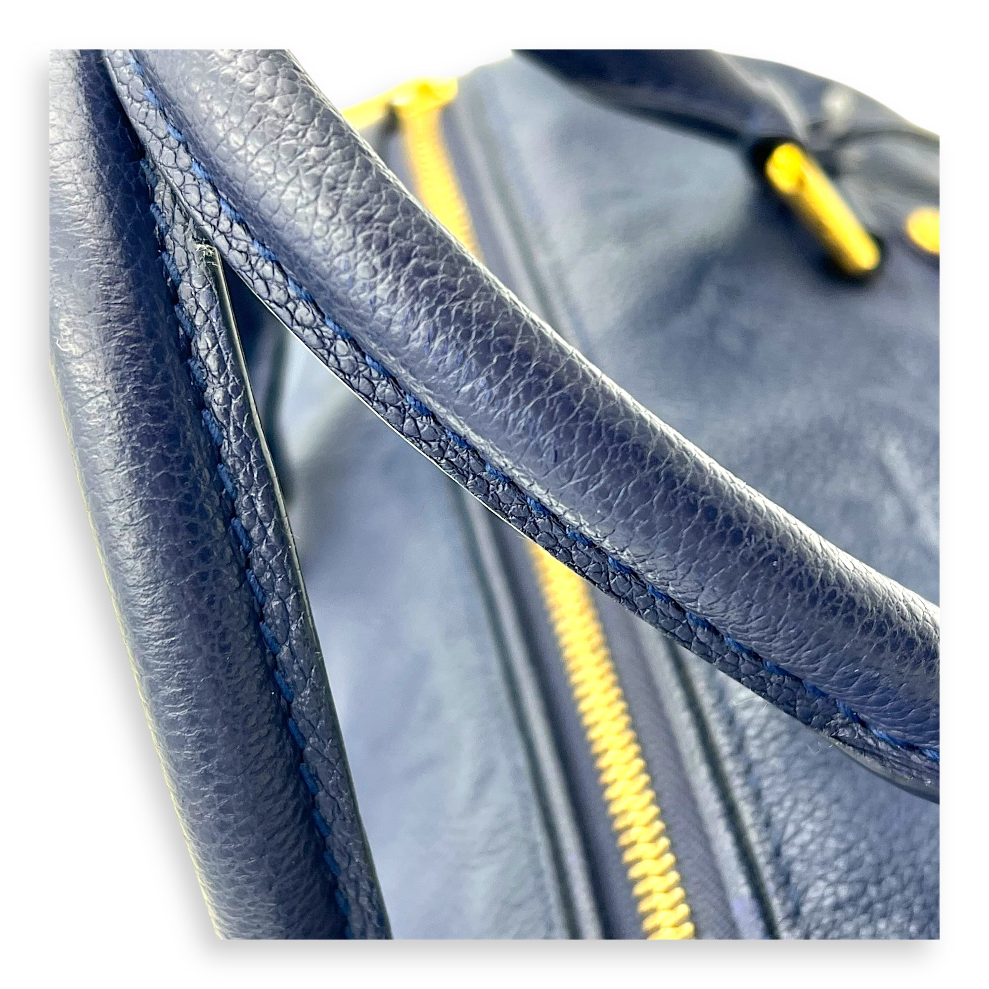 Speedy Bandouliere Top Handle Bag Blue in Empreinte Leather, Gold hardware - Image 7