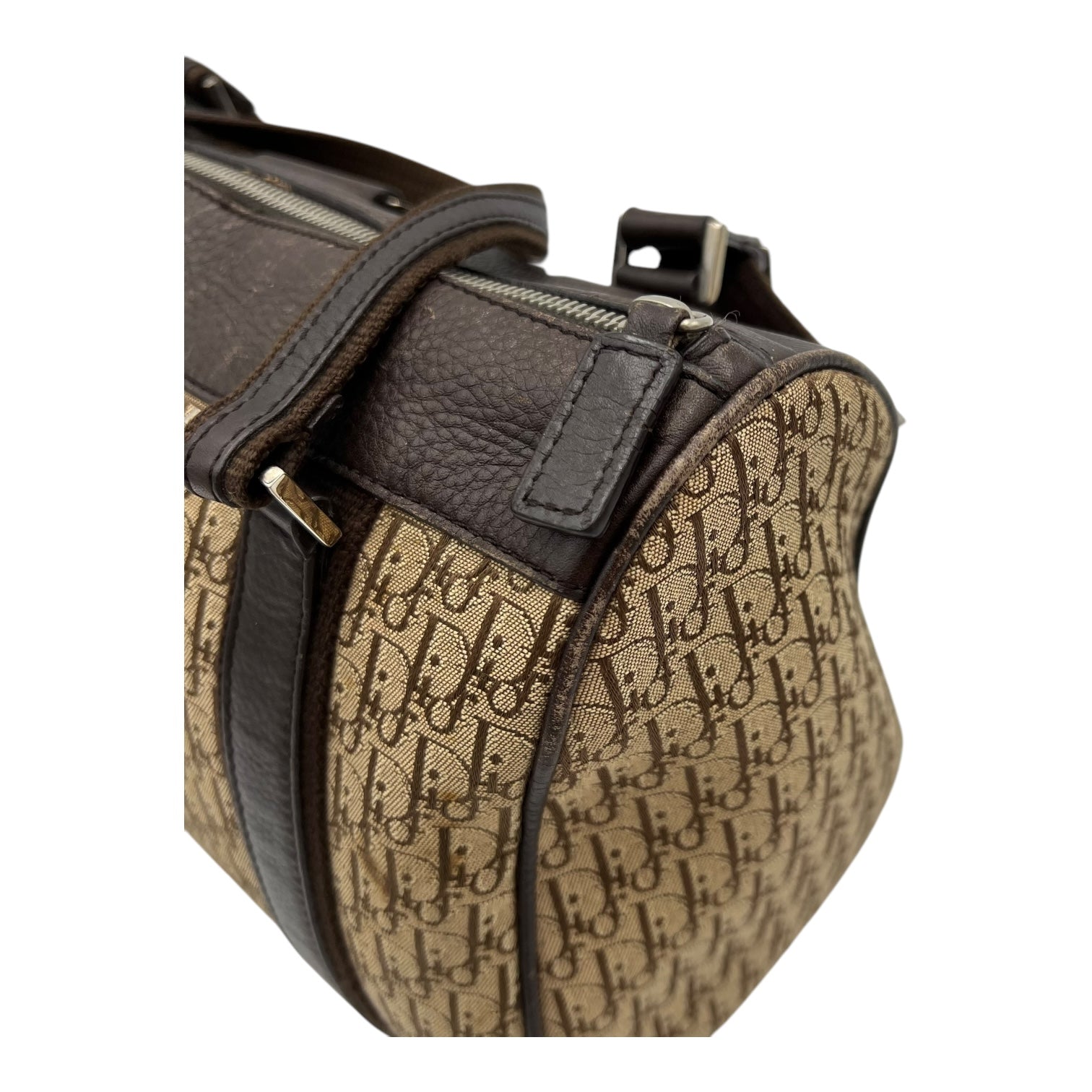 Street Chic Trotter Boston Brown Top Handle Bag in Jacquard, Silver hardware - Image 16