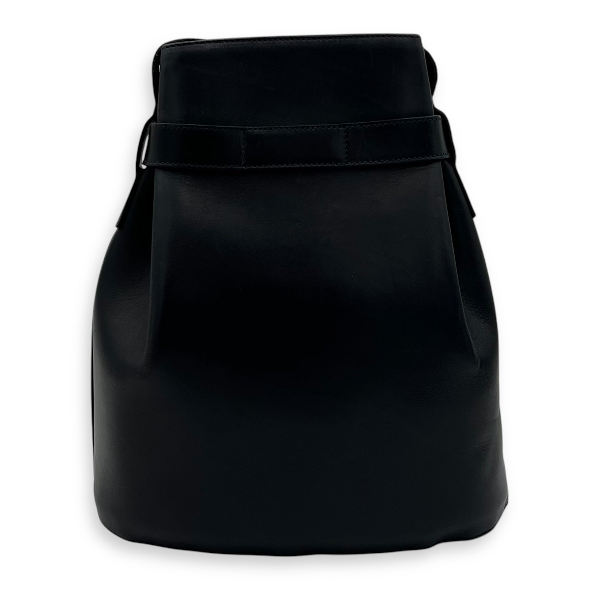 Gancini Black Shoulder Bag in Calfskin, Gold hardware - Image 3