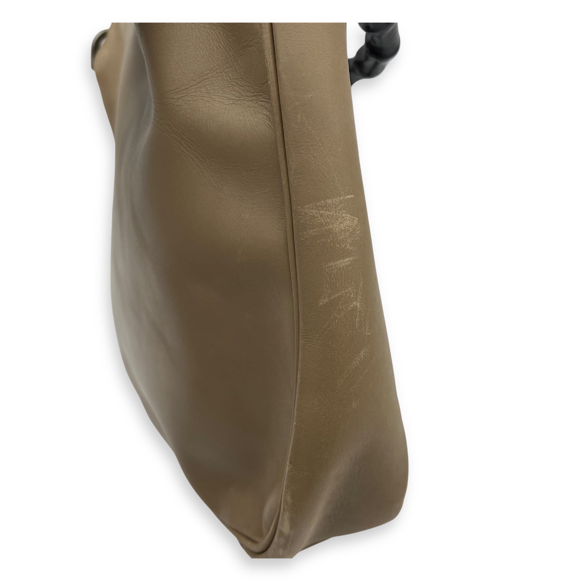 Bamboo Top Handle Bag Beige in Calfskin, Silver hardware - Image 16