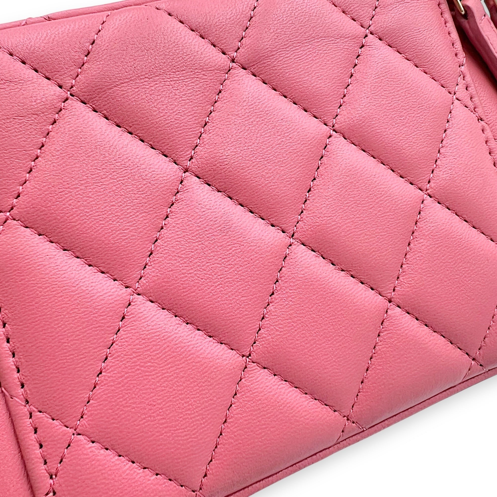Vanity Top Handle Bag Pink in Lambskin, Gold hardware - Image 12
