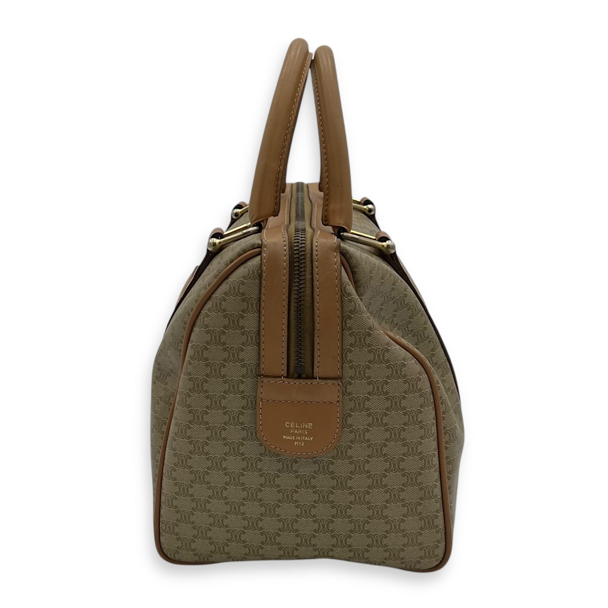 Vintage Macadam Boston Top Handle Bag Beige in Coated Canvas, Gold hardware - Image 5