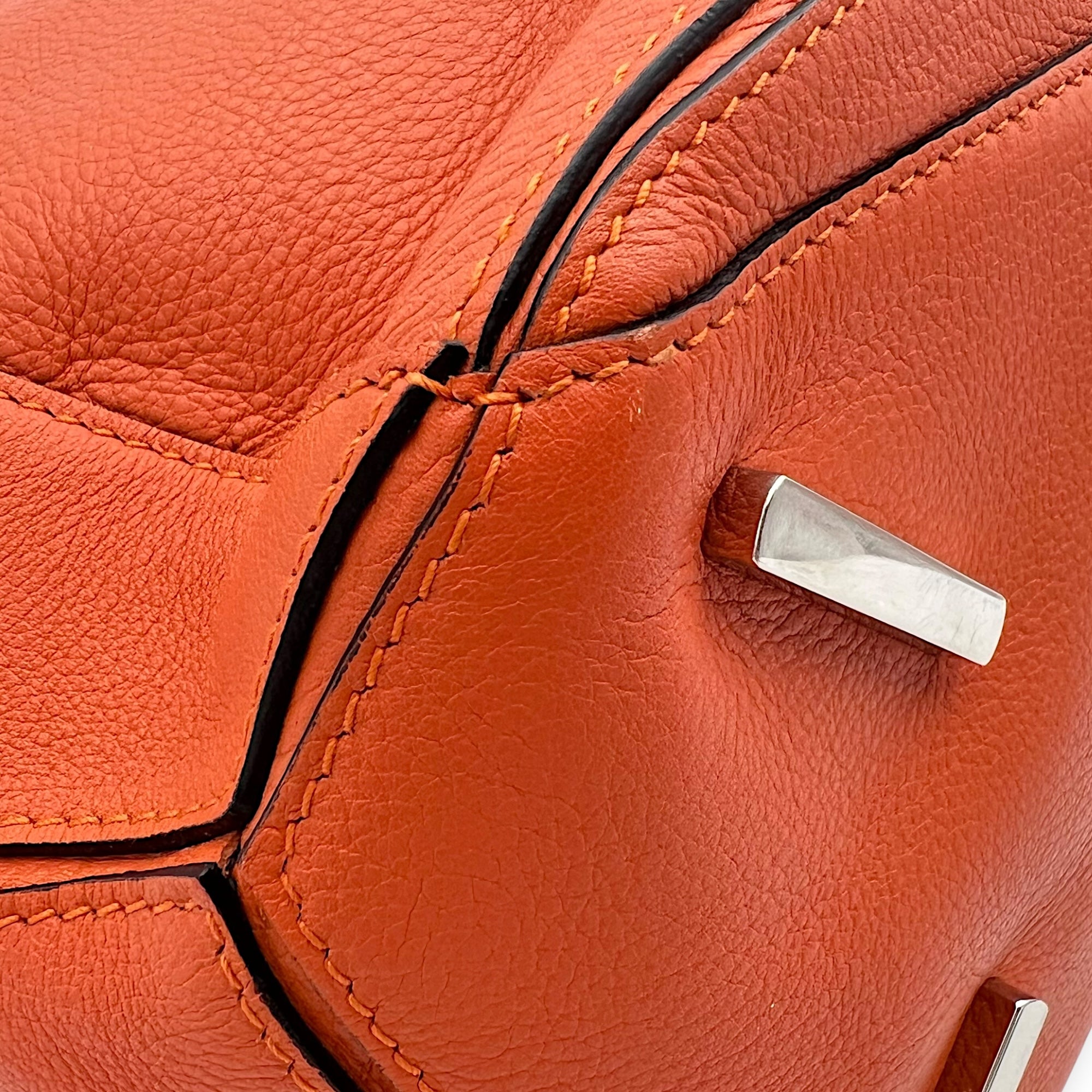 Puzzle Medium Orange Crossbody Bag in Calfskin, Silver hardware - Image 13