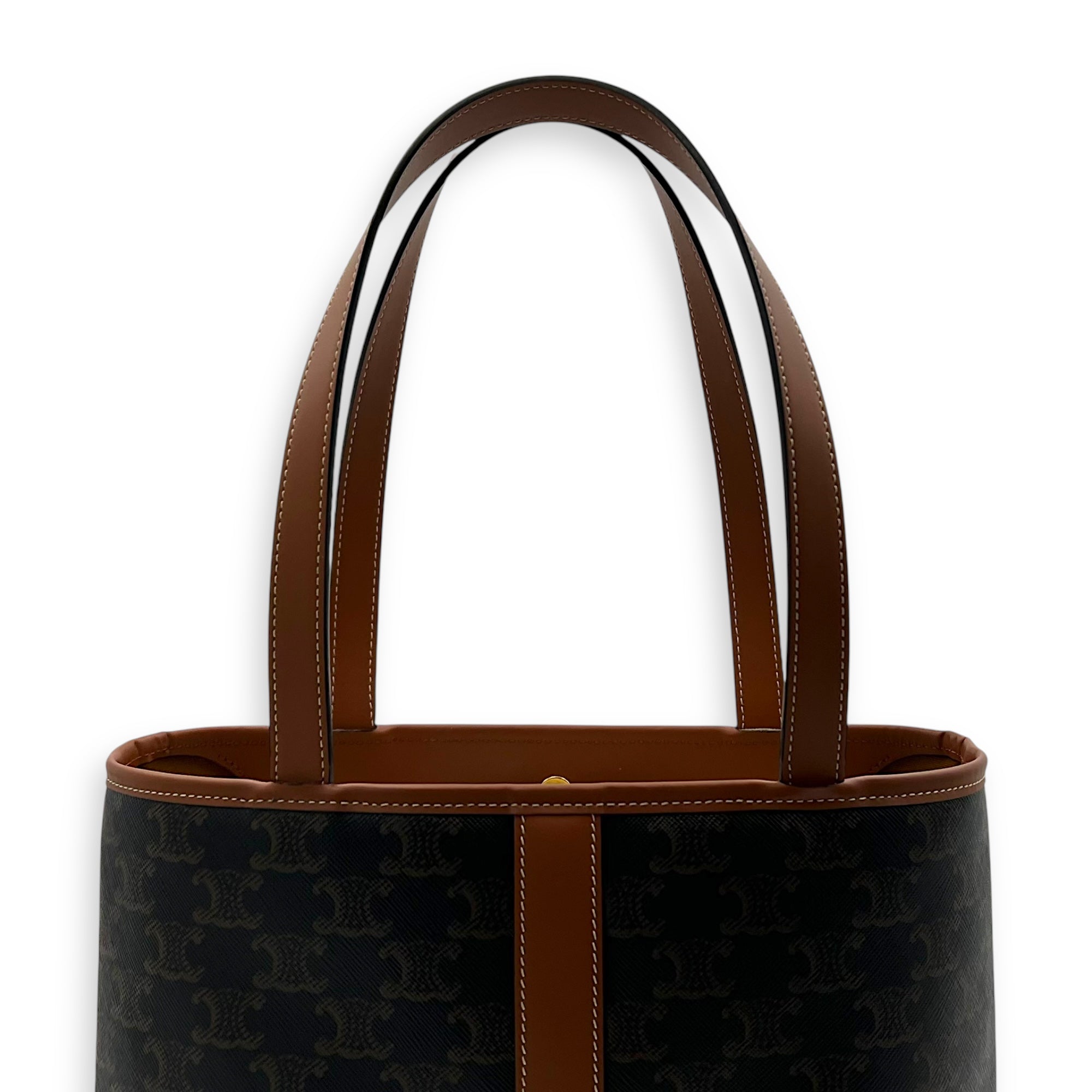 Triomphe Tote Bag Brown in Coated Canvas, Gold hardware - Image 13