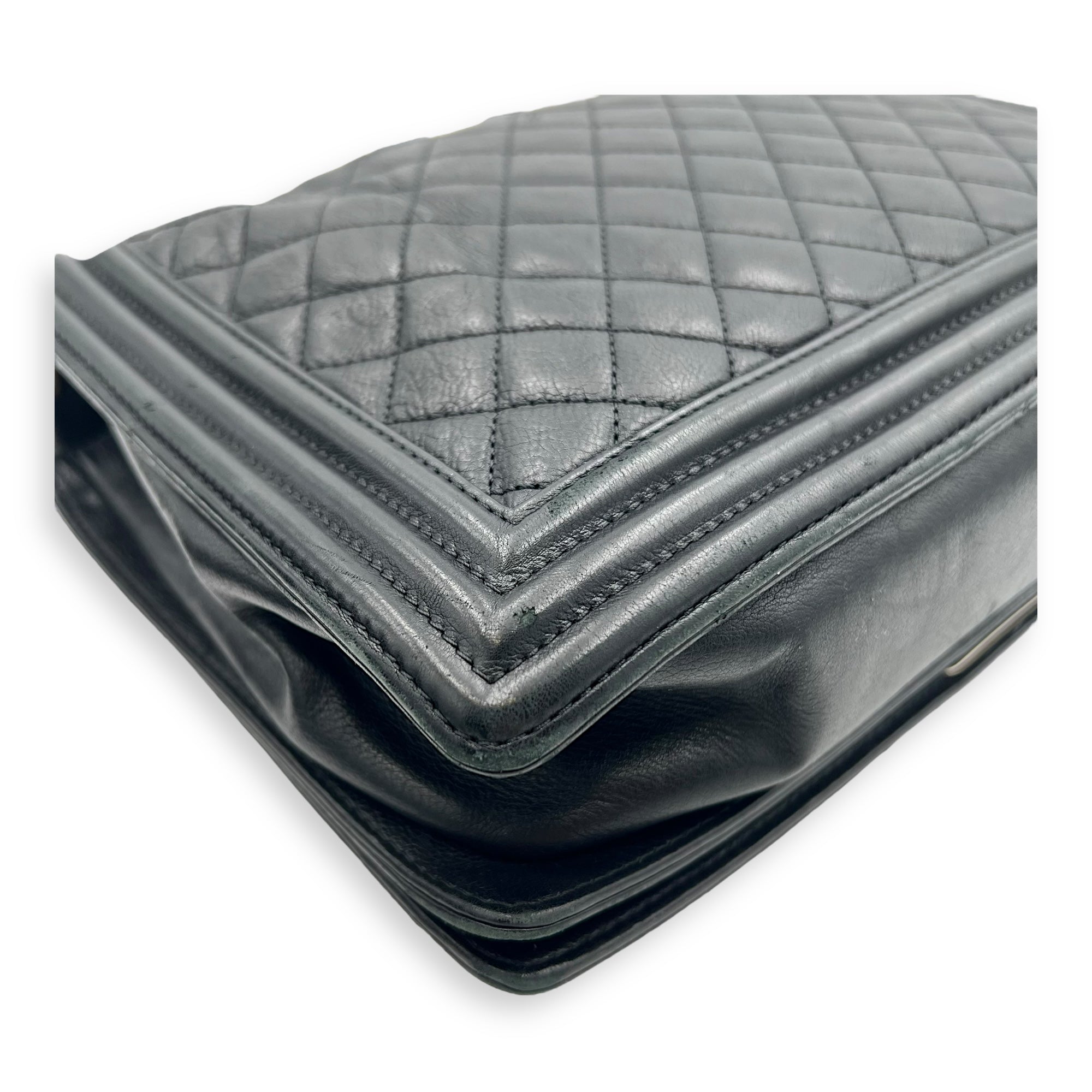 Boy Shoulder Bag Large Black in Calfskin, Ruthenium hardware - Image 15