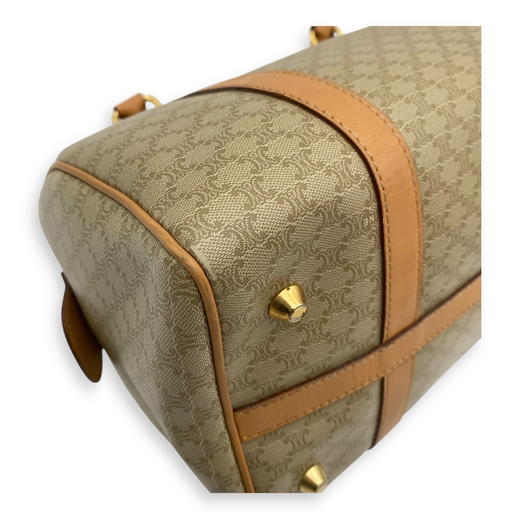 Macadam Top Handle Bag Beige in Coated Canvas, Gold hardware - Image 13