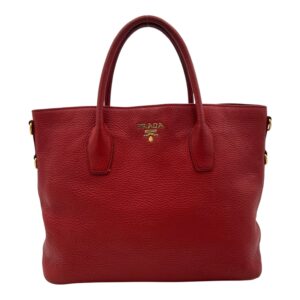 Logo Top Handle Bag Red in Calfskin, Gold hardware
