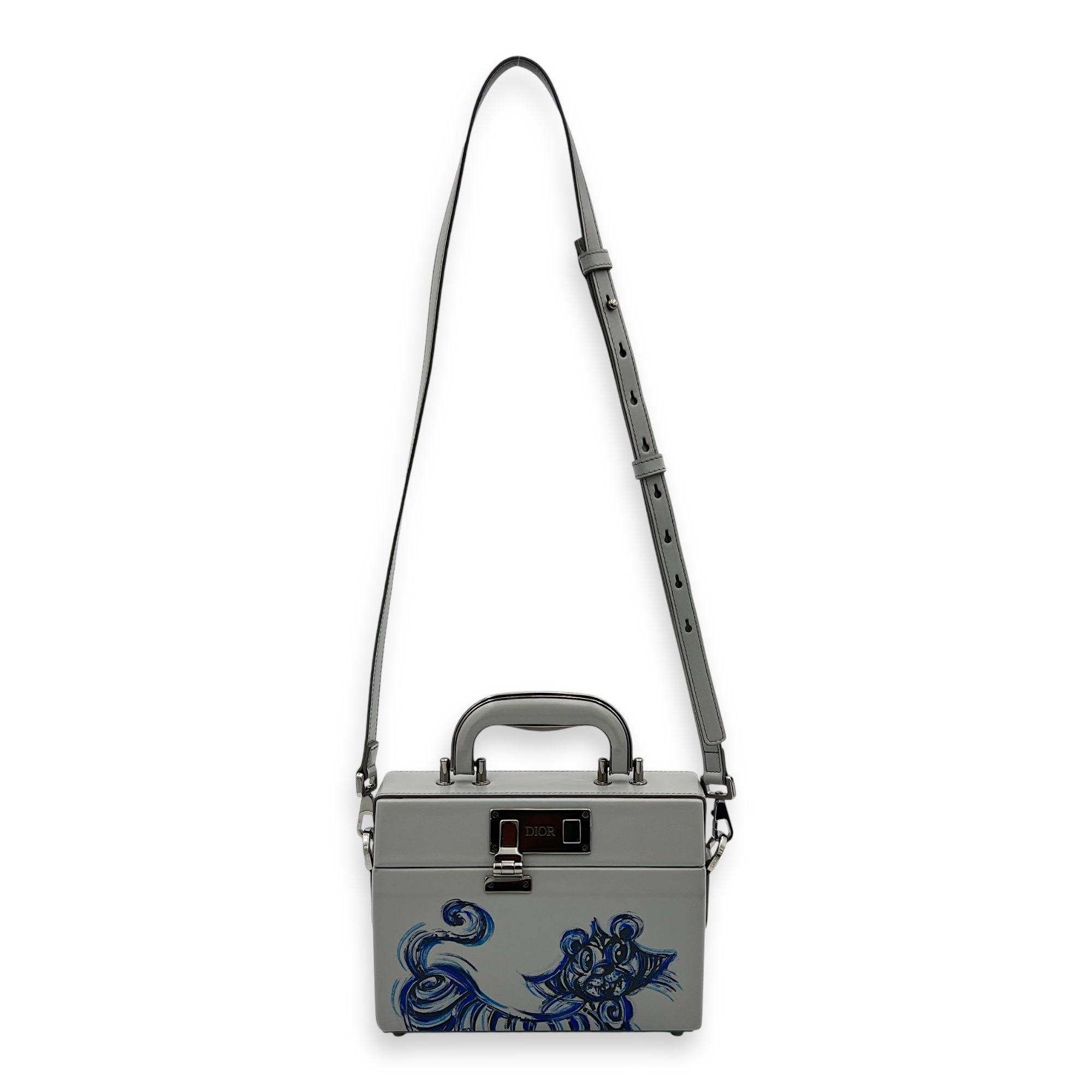 Kenny Scharf Vanity Top Handle Bag Grey in Calfskin, Silver hardware - Image 15