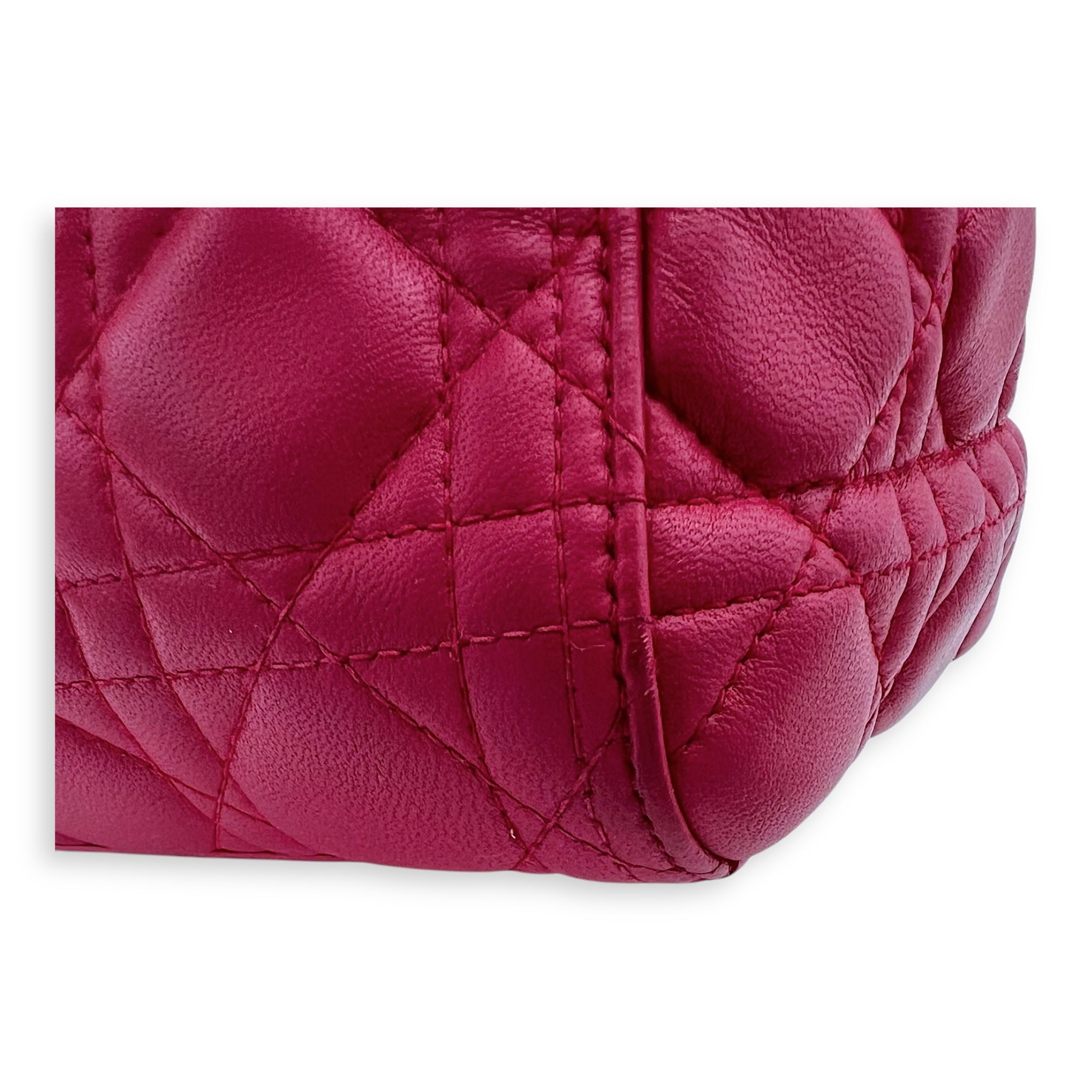 Lady Dior Medium Pink Top Handle Bag in Lambskin, Gold hardware - Image 16