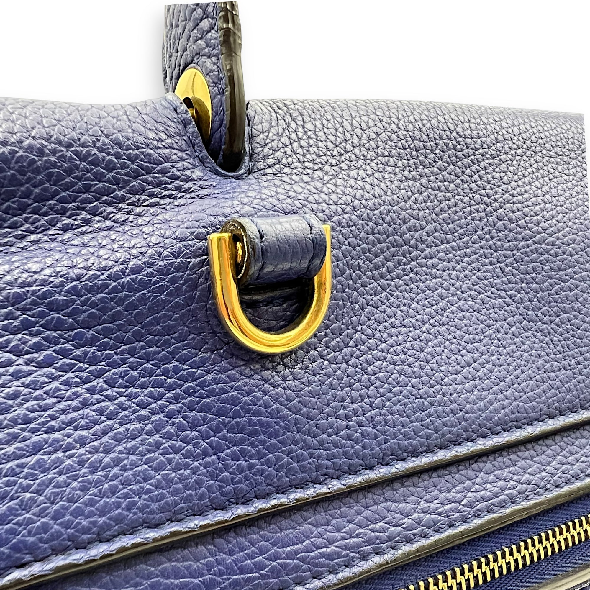 Belt Bag Mini Blue Top Handle Bag in Calfskin, Gold hardware - Image 7