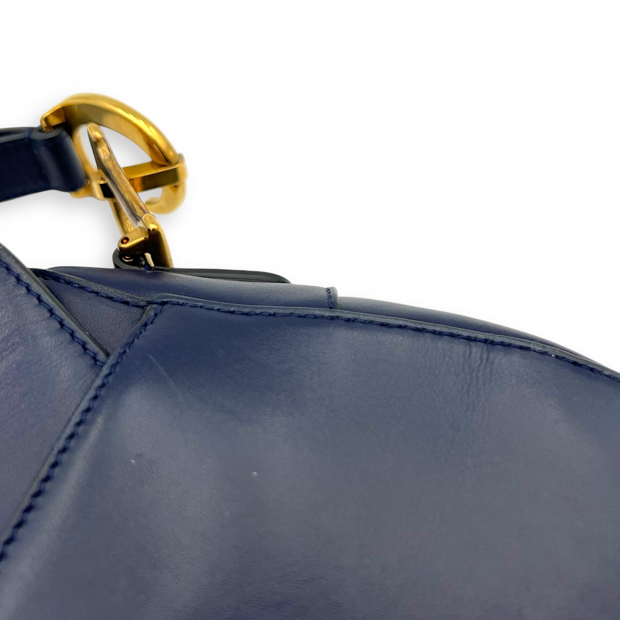 Saddle Shoulder Bag Blue in Calfskin, Gold hardware - Image 15