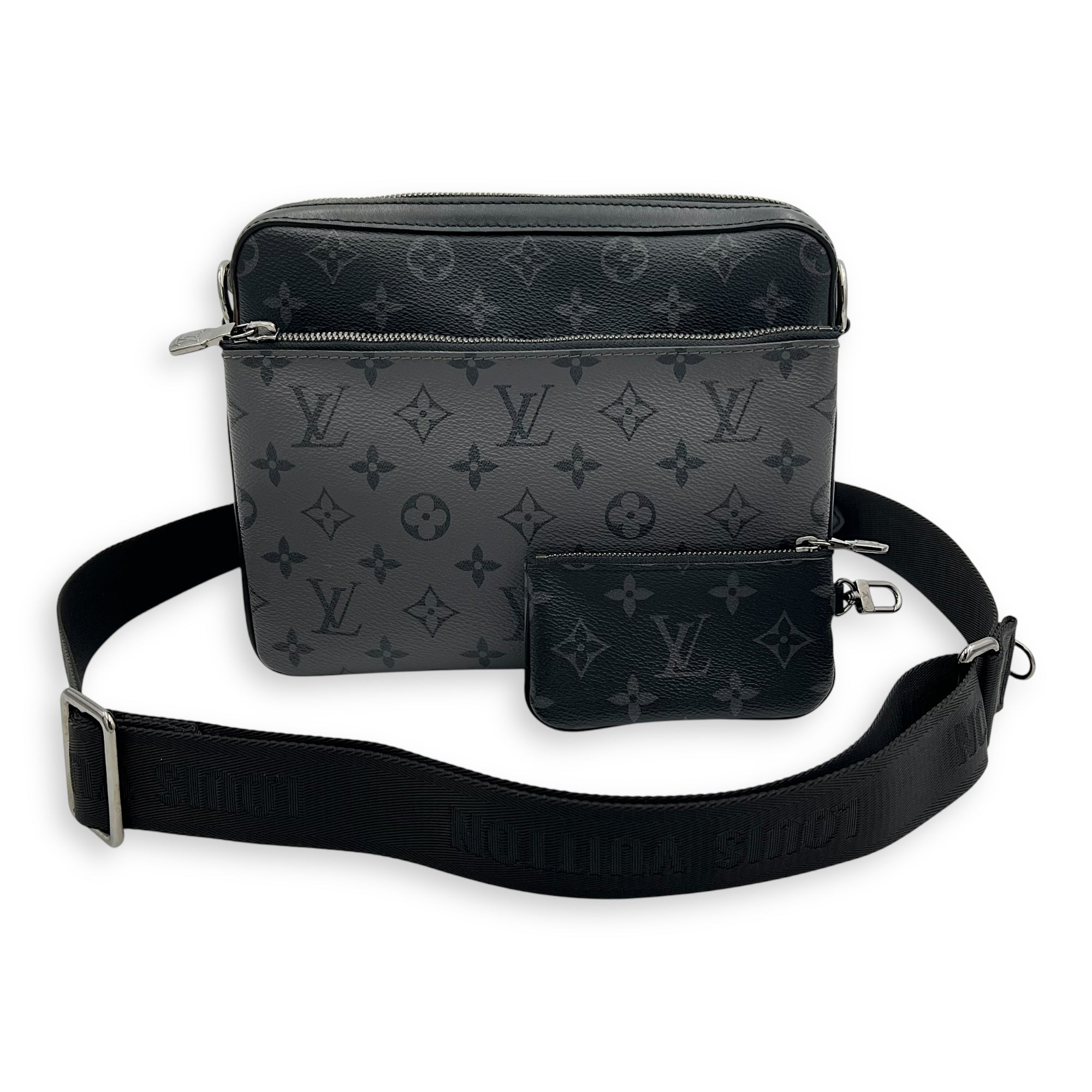 Trio Messenger Grey in Monogram Coated Canvas, Silver hardware - Image 18