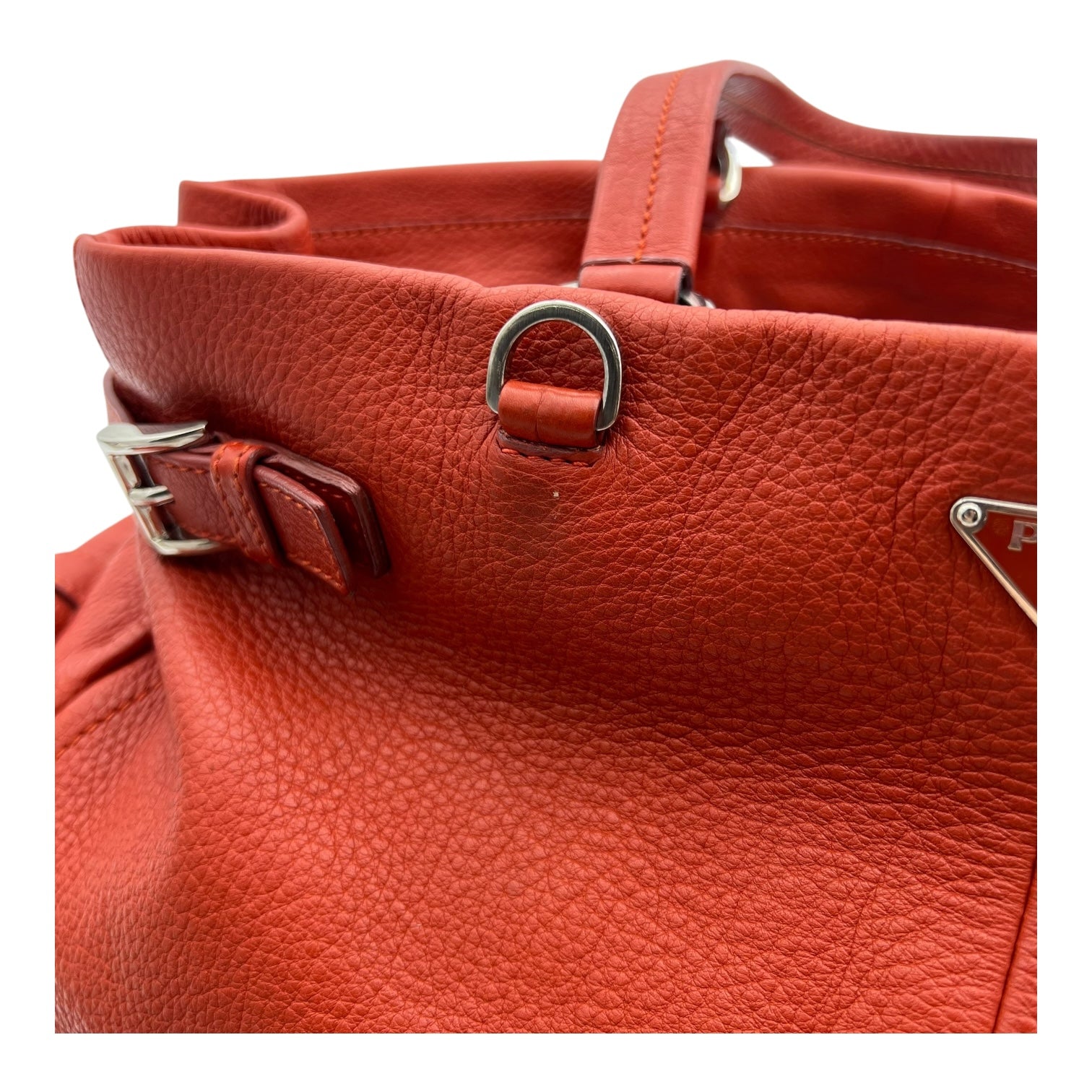 Vitello Daino Red Shoulder Bag in Calfskin, Silver hardware - Image 10