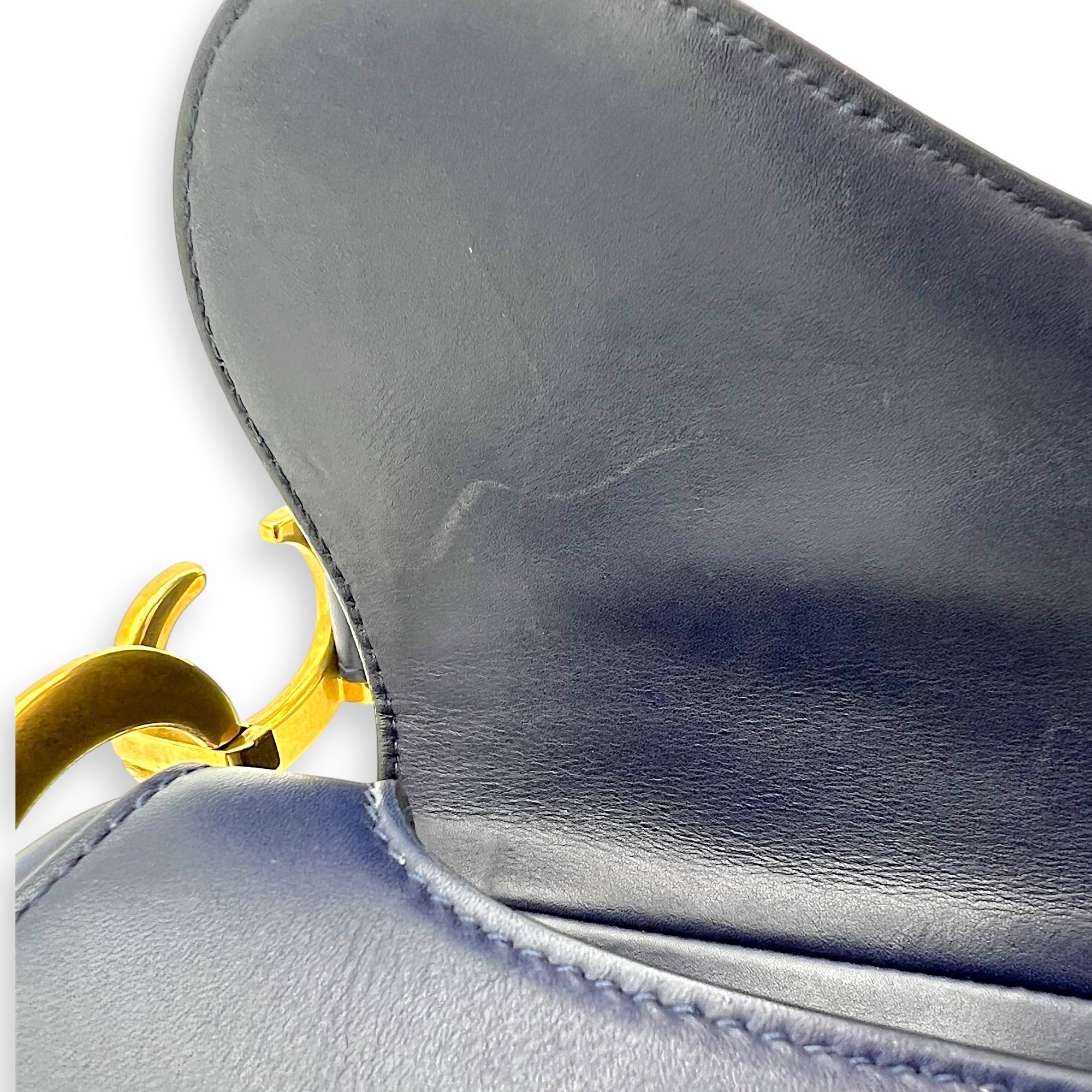 Saddle Shoulder Bag Blue in Calfskin, Gold hardware - Image 18