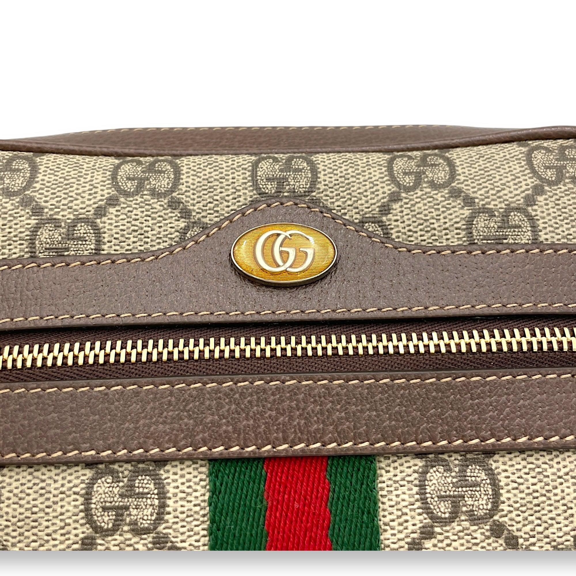 GG Supreme Web Ophidia Brown Crossbody Bag in Monogram Coated Canvas, Gold hardware - Image 8