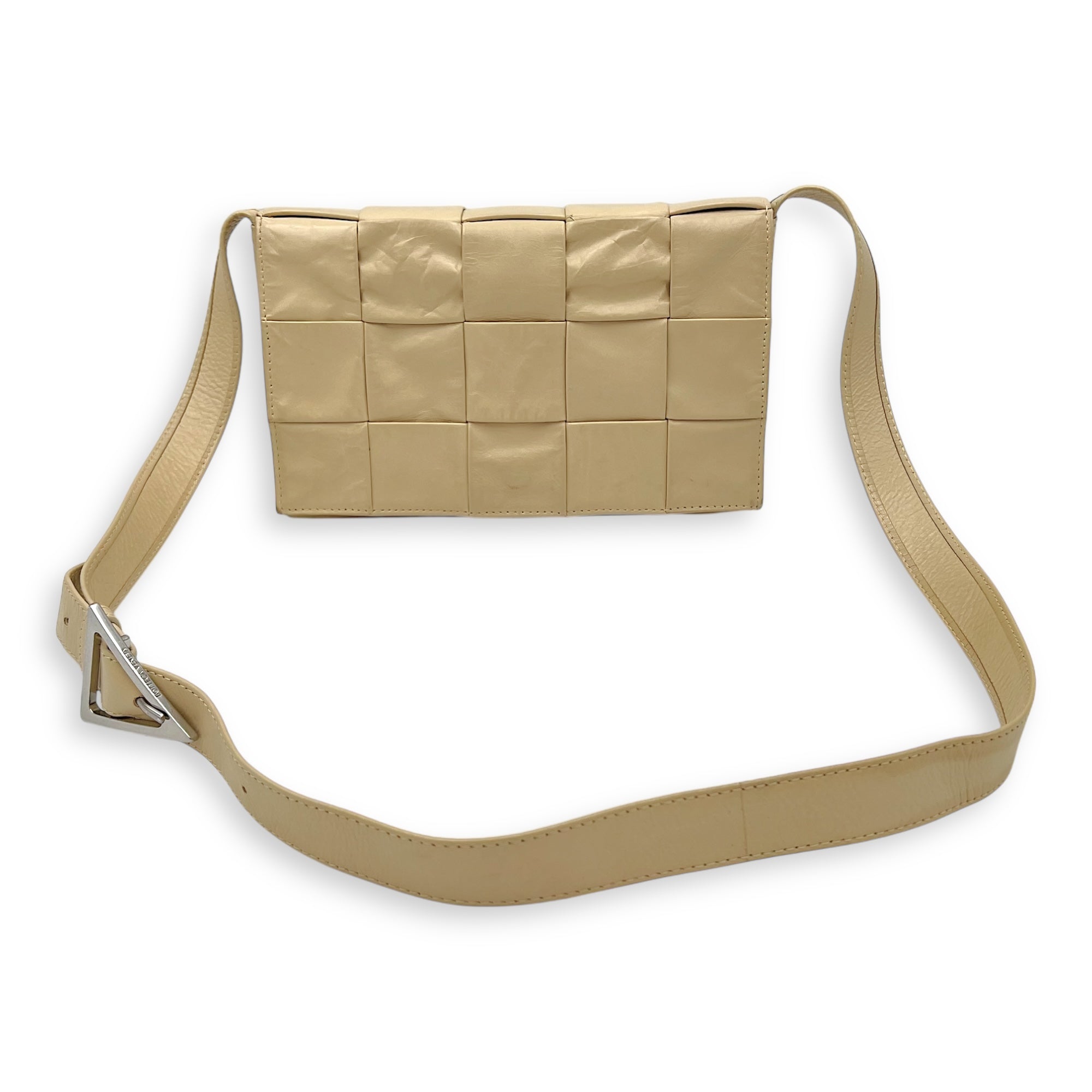 Cassette Crossbody Bag Beige in Calfskin, Silver hardware - Image 20