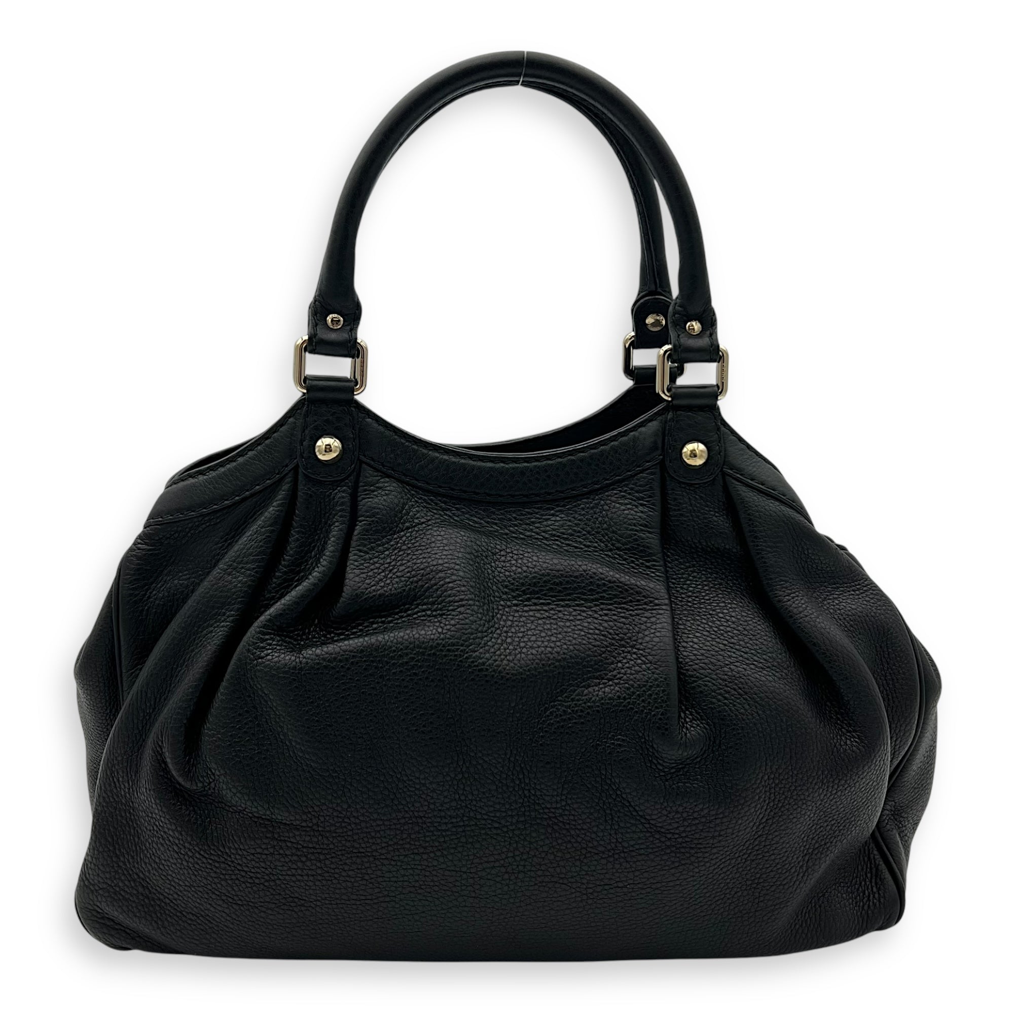 Sukey Black Top Handle Bag in Calfskin, Light Gold hardware - Image 3