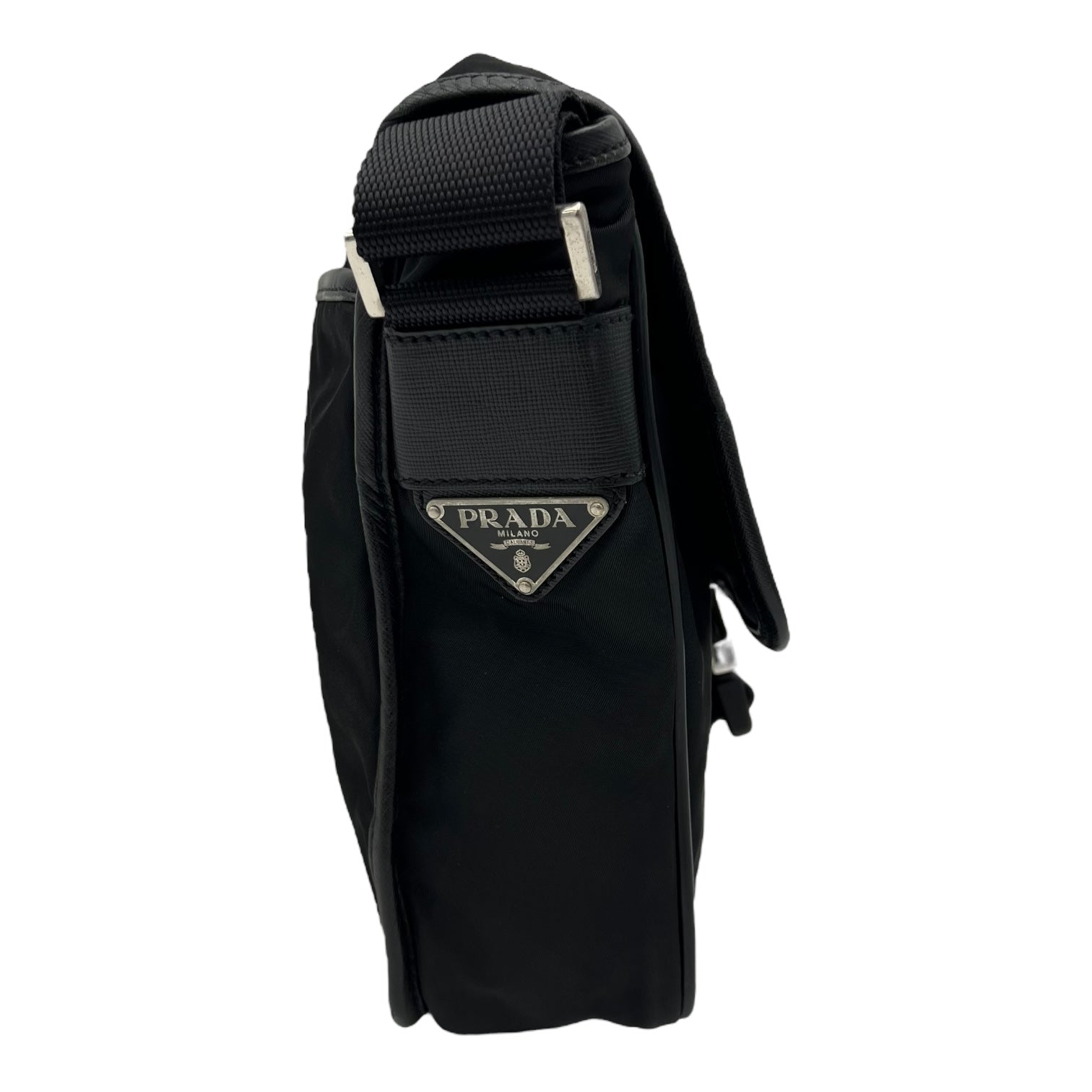 Logo Crossbody Bag Black in Nylon, Silver hardware - Image 4