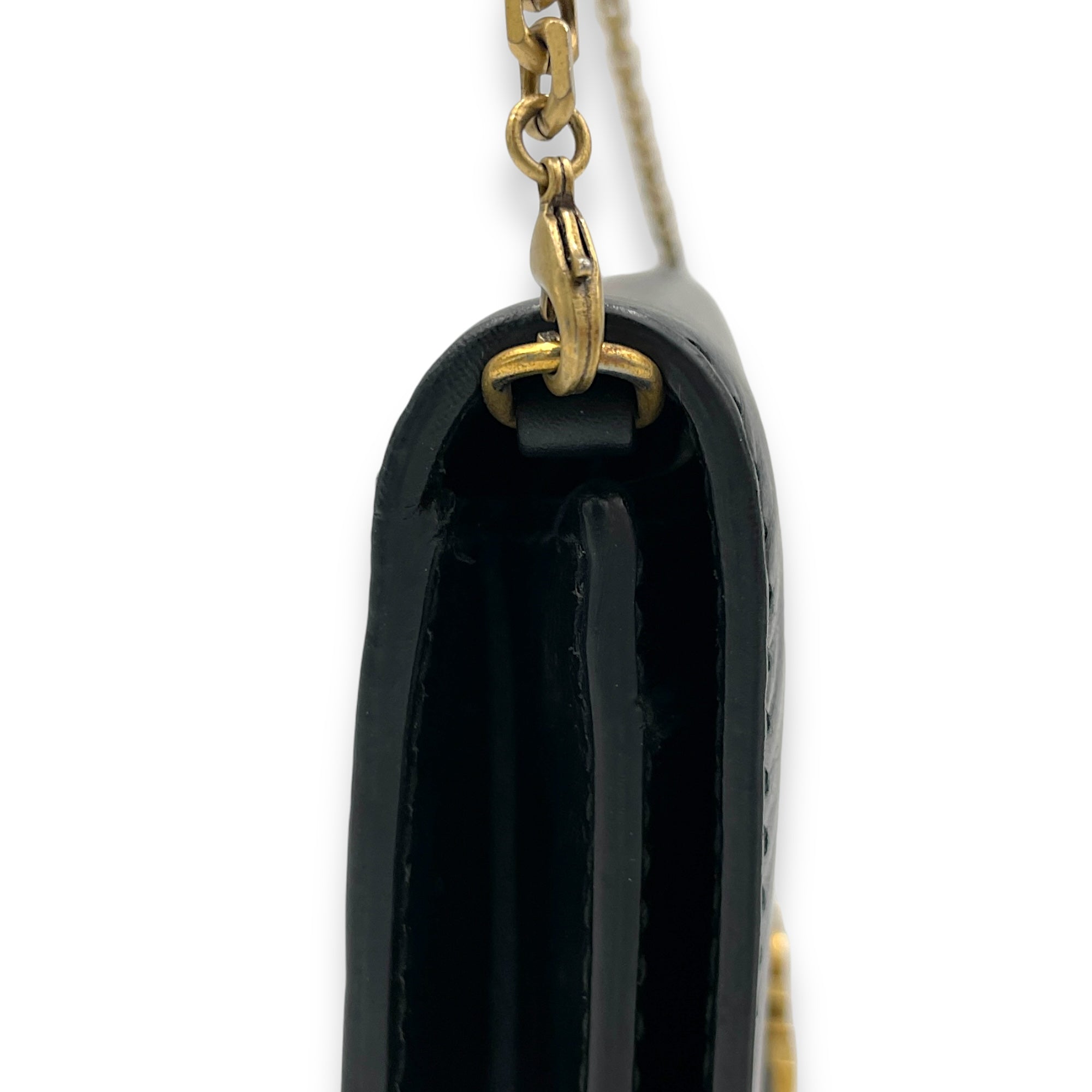 J'adior Black Wallet On Chain in Calfskin, Brushed Gold hardware - Image 9