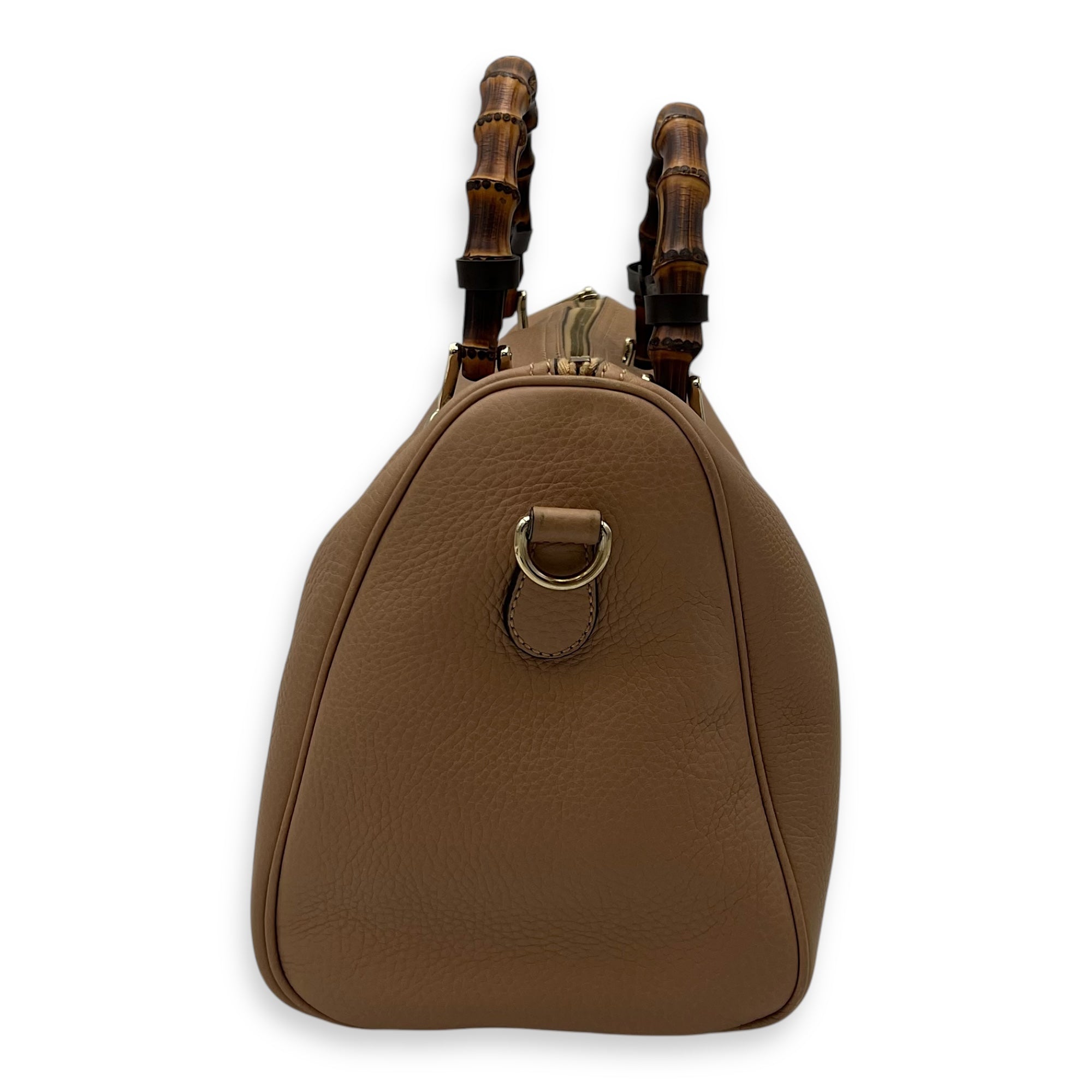 Bamboo Medium Beige Top Handle Bag in Calfskin, Gold hardware - Image 4