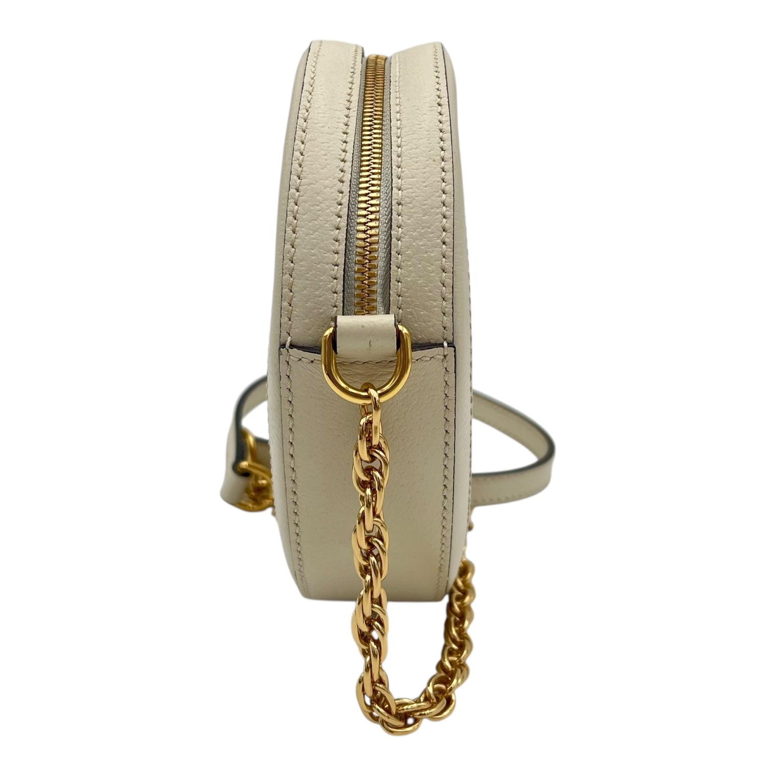 Ophidia Shoulder Bag Round White in Calfskin, Gold hardware - Image 5