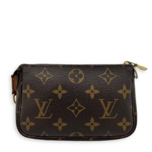 Pochette Pouch Mini Brown in Monogram Coated Canvas, Gold hardware