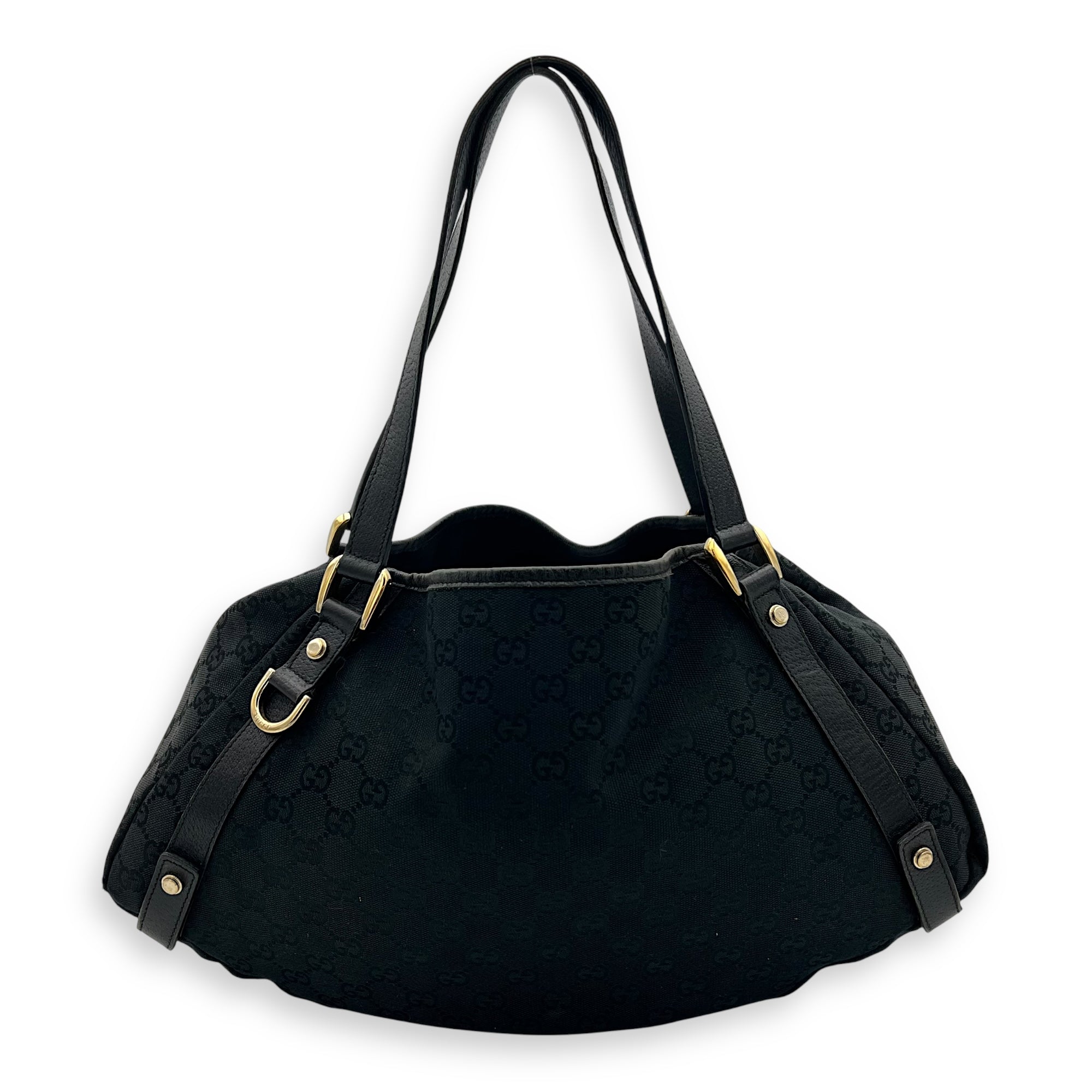 GG Shoulder Bag Black in Canvas, Gold hardware - Image 3
