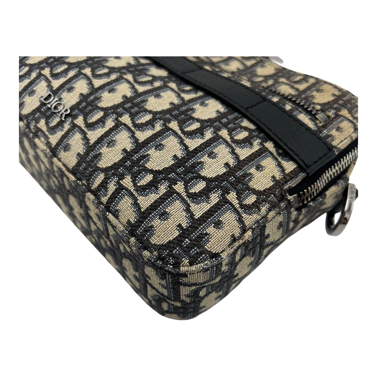 Safari Crossbody Bag Blue in Jacquard, Silver hardware - Image 10