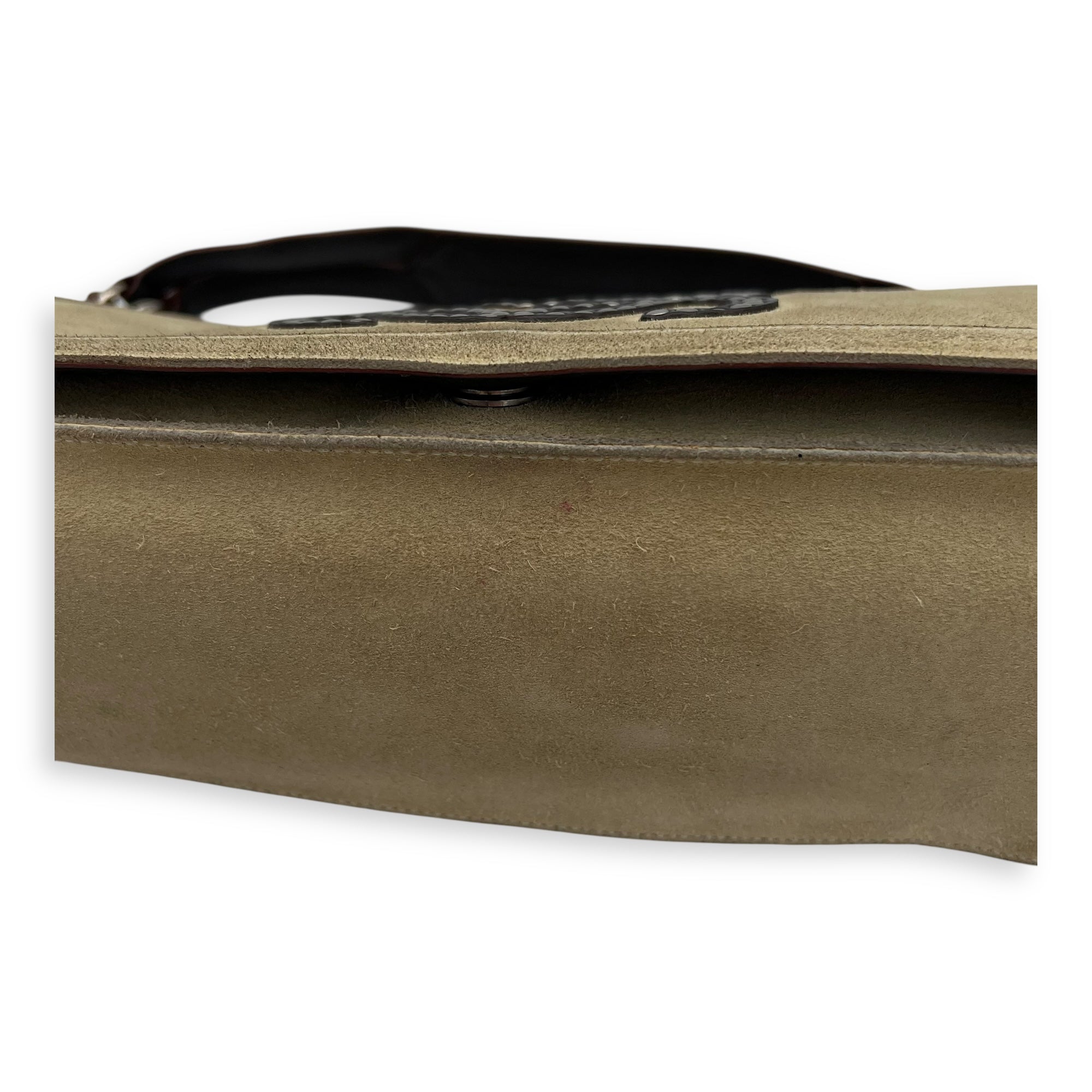 Anagram Shoulder Bag Brown in Suede Leather, Silver hardware - Image 10