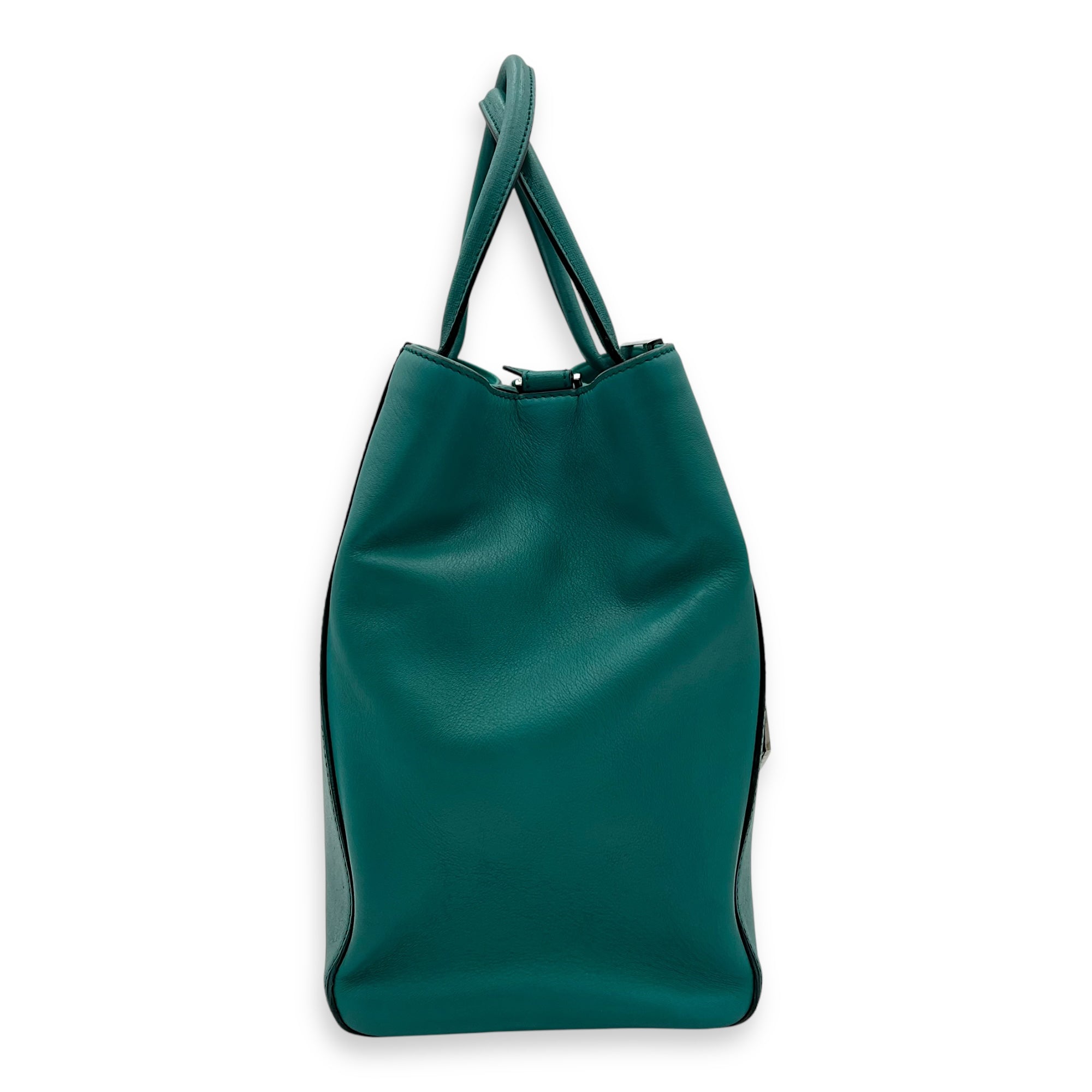 2 jours Top Handle Bag Medium Blue in Calfskin, Silver hardware - Image 4