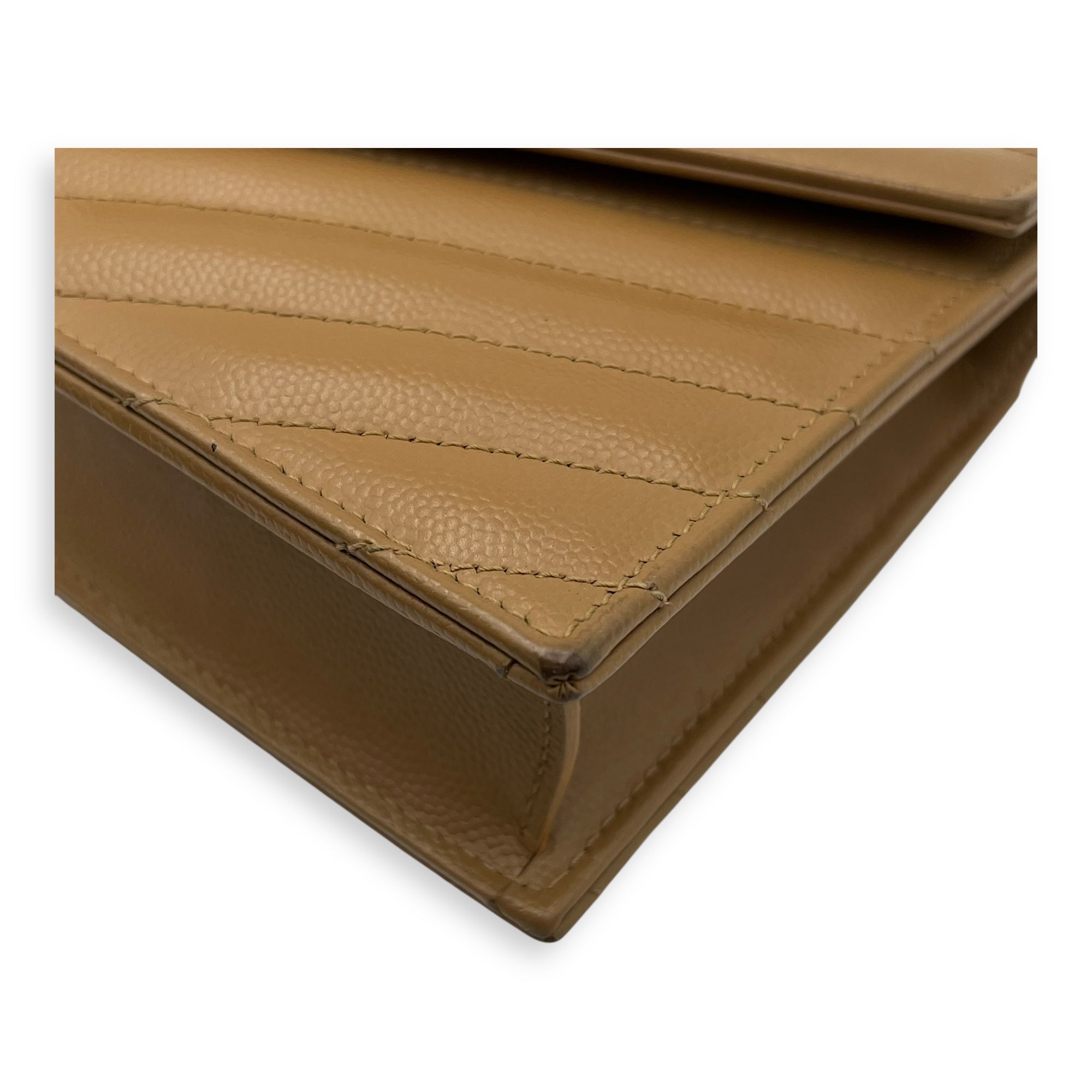 Cassandre Wallet On Chain Beige in Calfskin, Gold hardware - Image 13