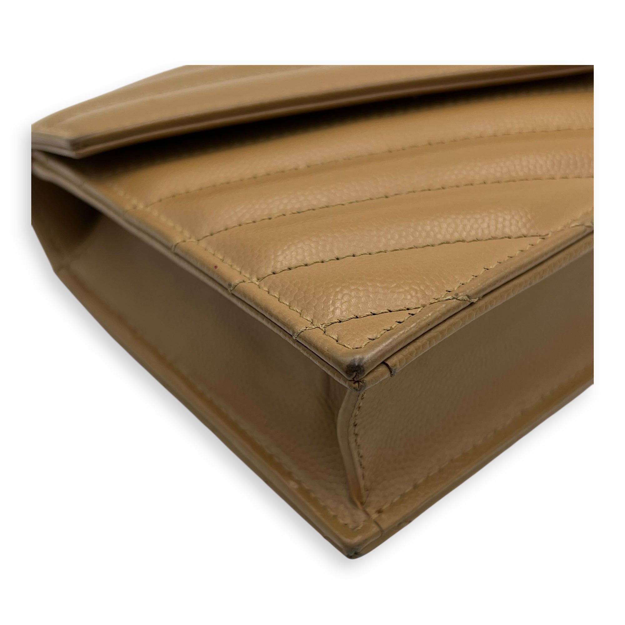 Cassandre Wallet On Chain Beige in Calfskin, Gold hardware - Image 9