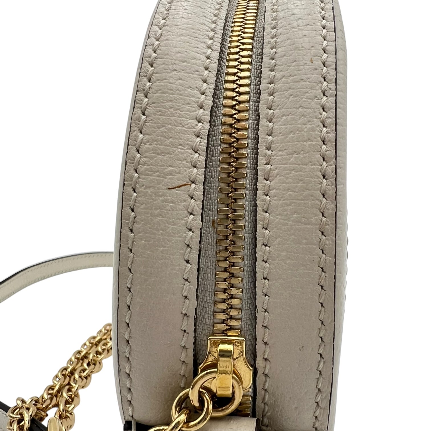 Ophidia Shoulder Bag Round White in Calfskin, Gold hardware - Image 10