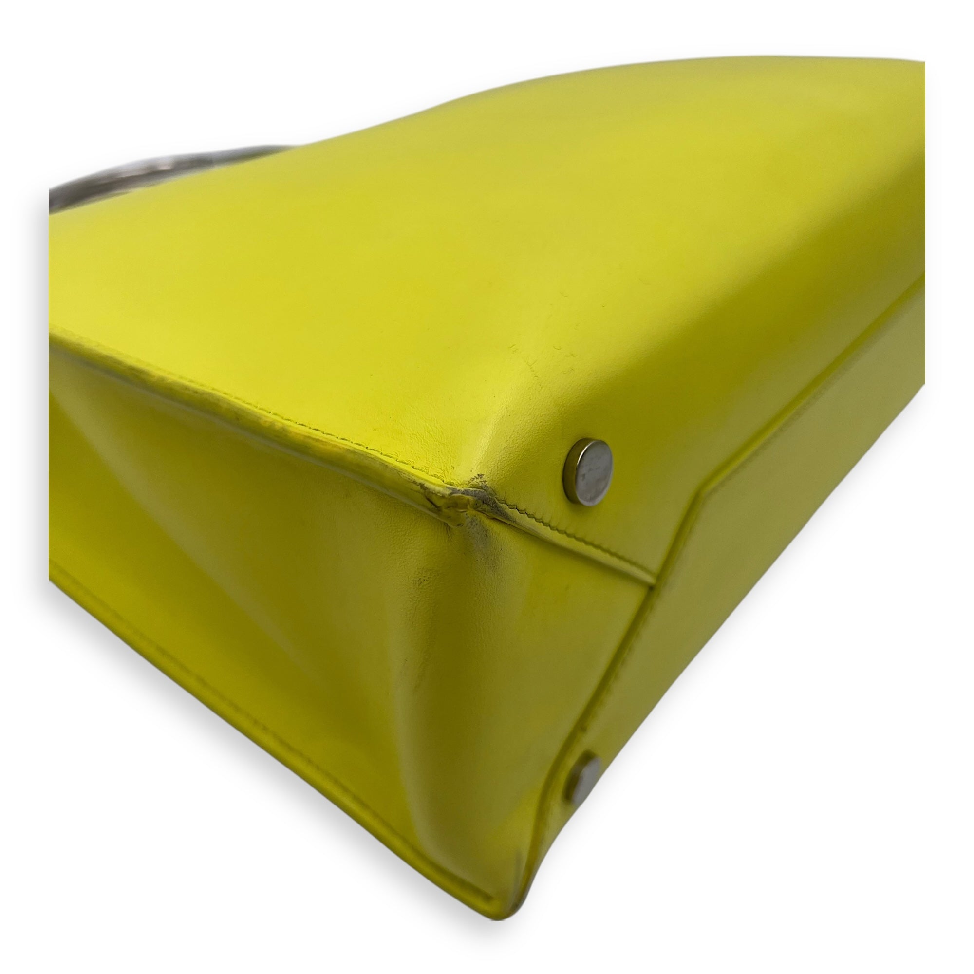 Cadle Top Handle Bag Medium Yellow in Calfskin, Gold hardware - Image 10