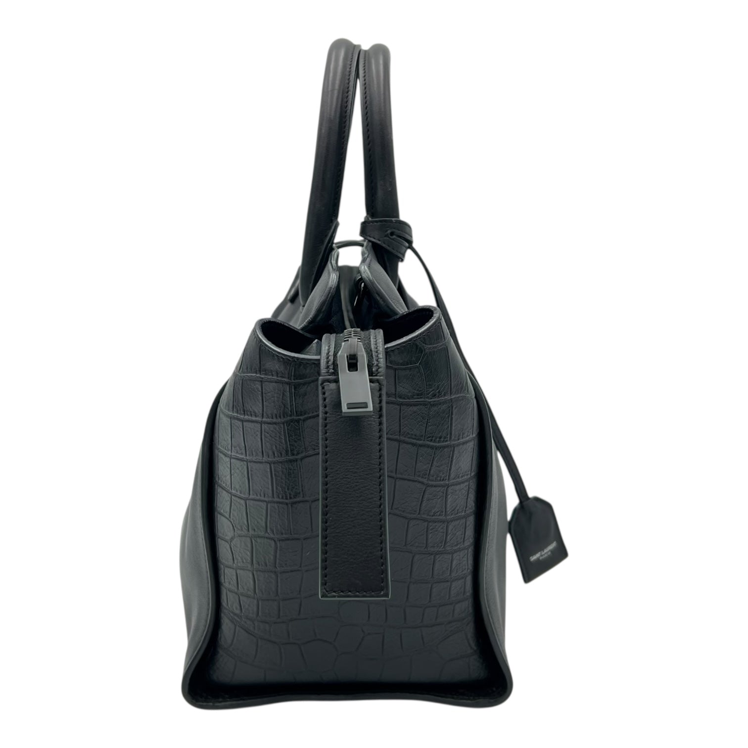 Cabas Top Handle Bag Black in Calfskin, Lacquered Metal hardware - Image 4