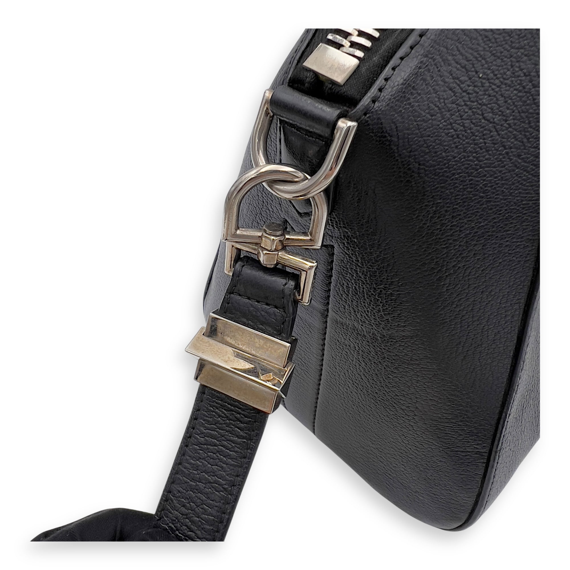 Antigona Black Top Handle Bag in Goat Leather, Silver hardware - Image 11