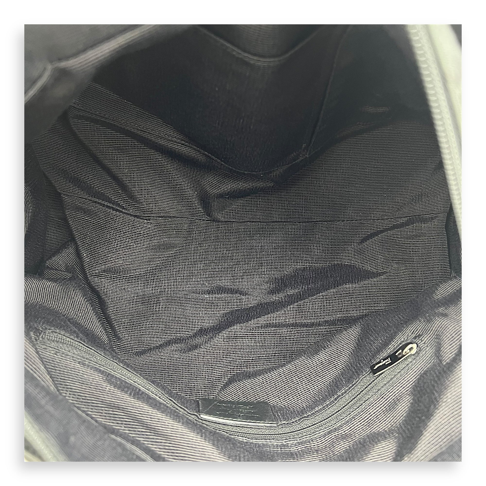 Vintage Black Shoulder Bag in Canvas, Silver hardware - Image 7