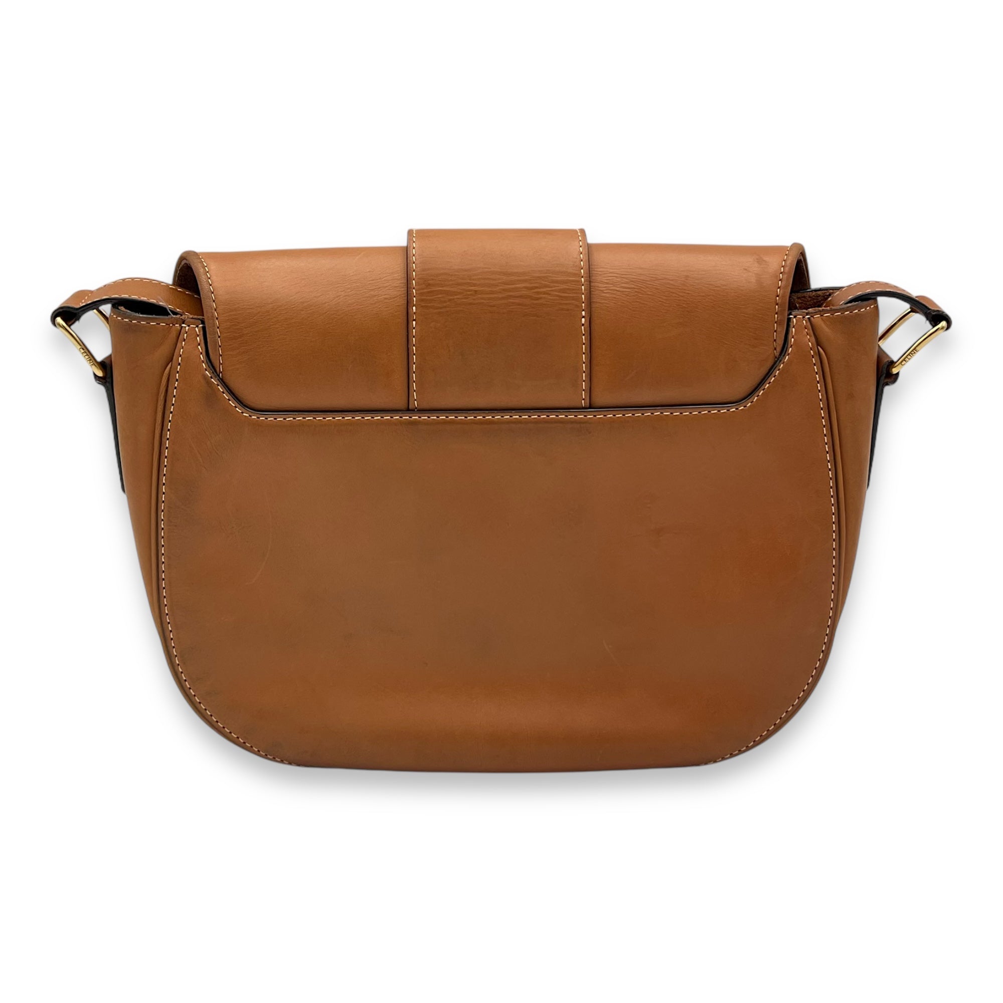 Camarat Crossbody Bag Brown in Calfskin, Gold hardware - Image 3