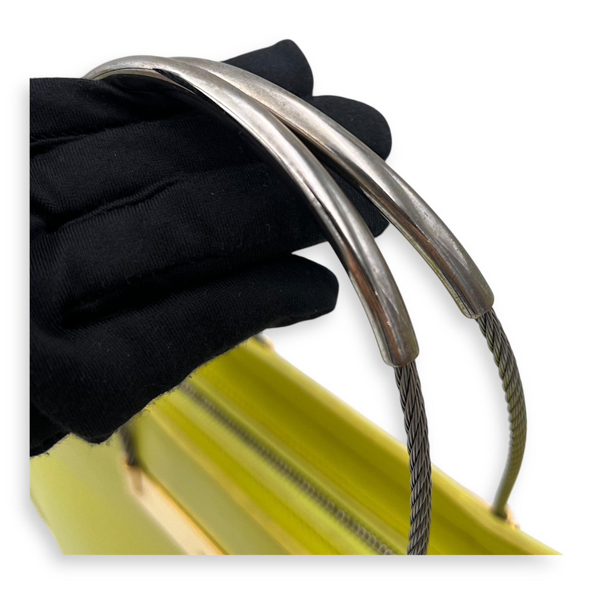 Cadle Top Handle Bag Medium Yellow in Calfskin, Gold hardware - Image 14