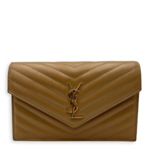 Cassandre Wallet On Chain Beige in Calfskin, Gold hardware