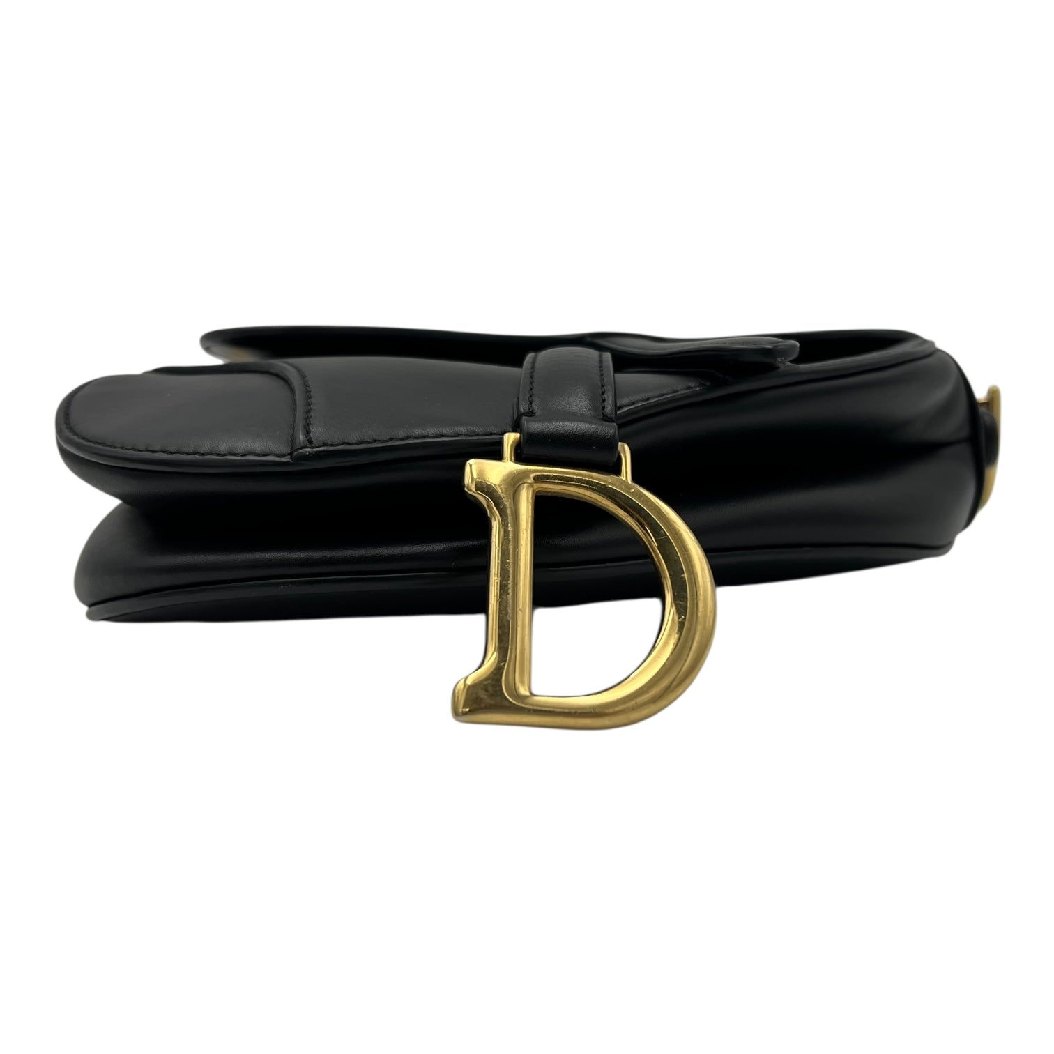 Saddle Shoulder Bag Mini Black in Calfskin, Gold hardware - Image 6