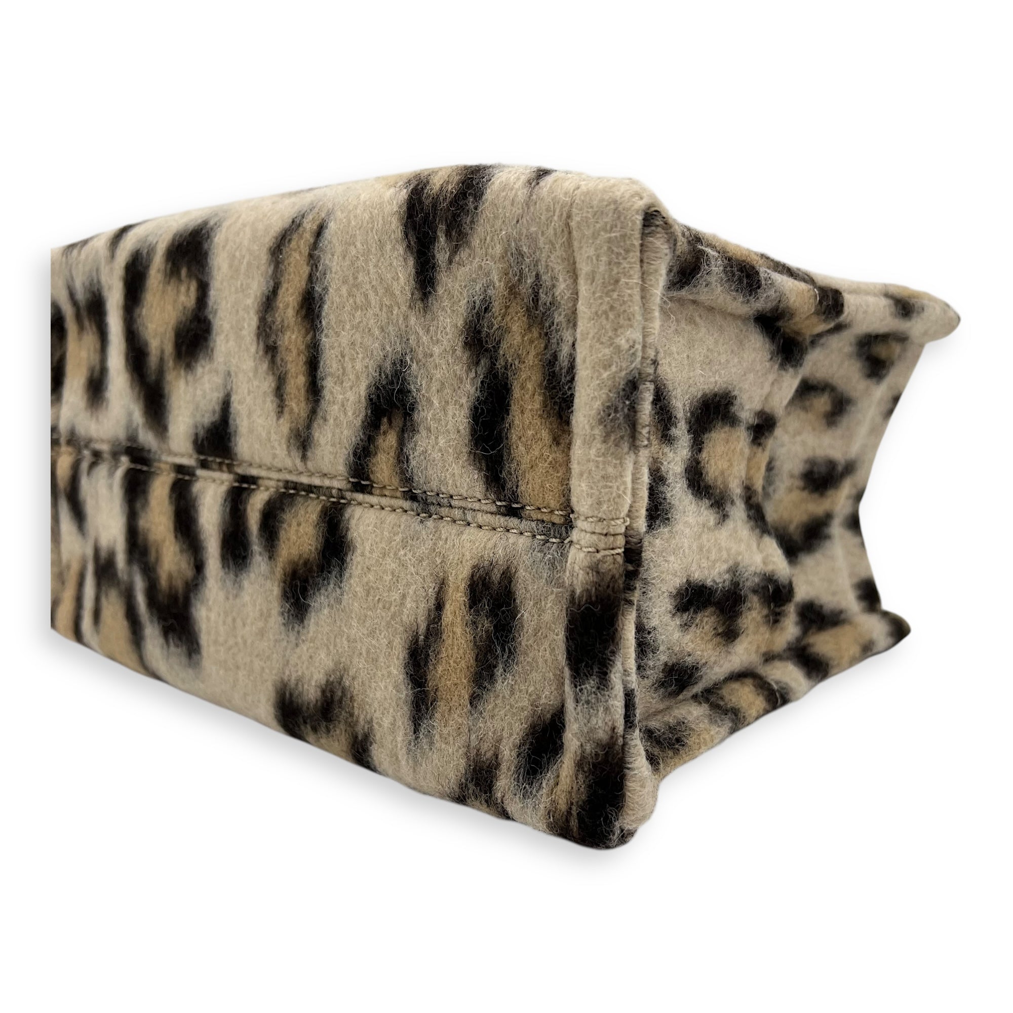 Cabas Small Brown Tote Bag in Wool, Gold hardware - Image 10