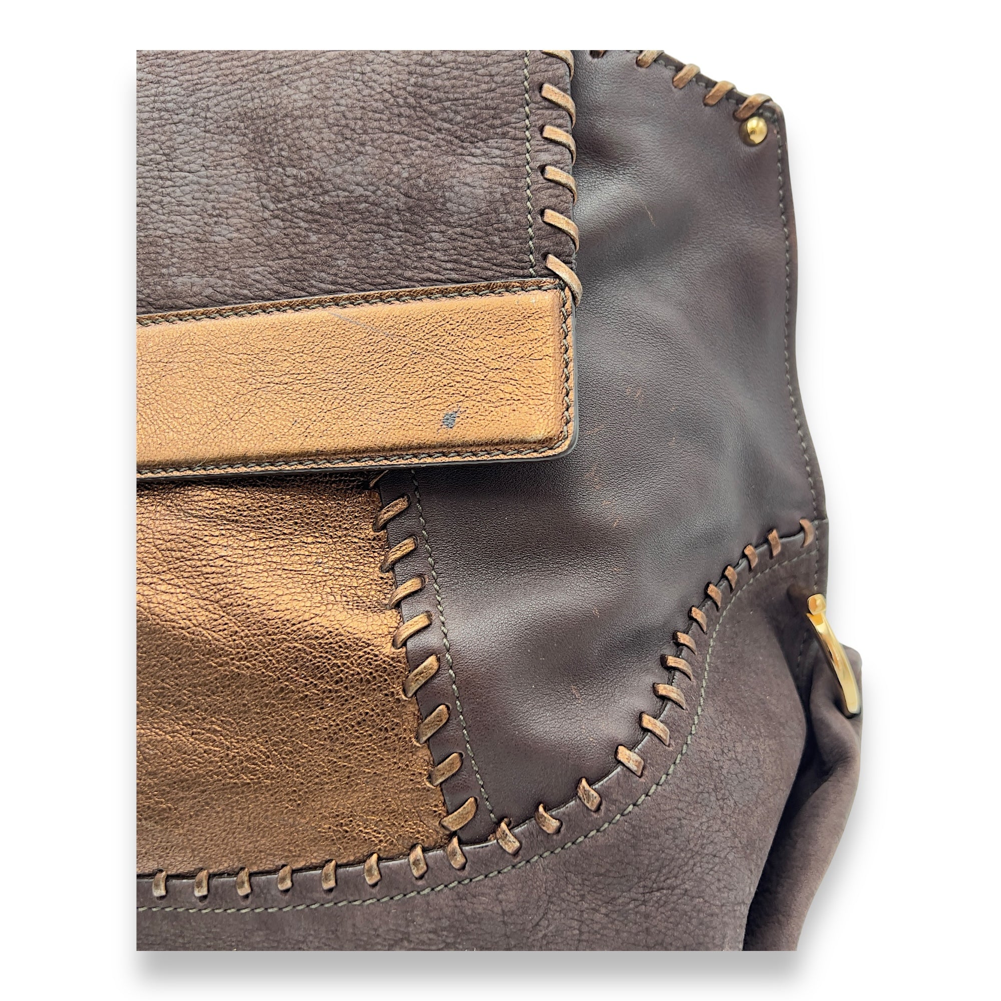 Tote Medium Brown Top Handle Bag in Calfskin, Gold hardware - Image 13