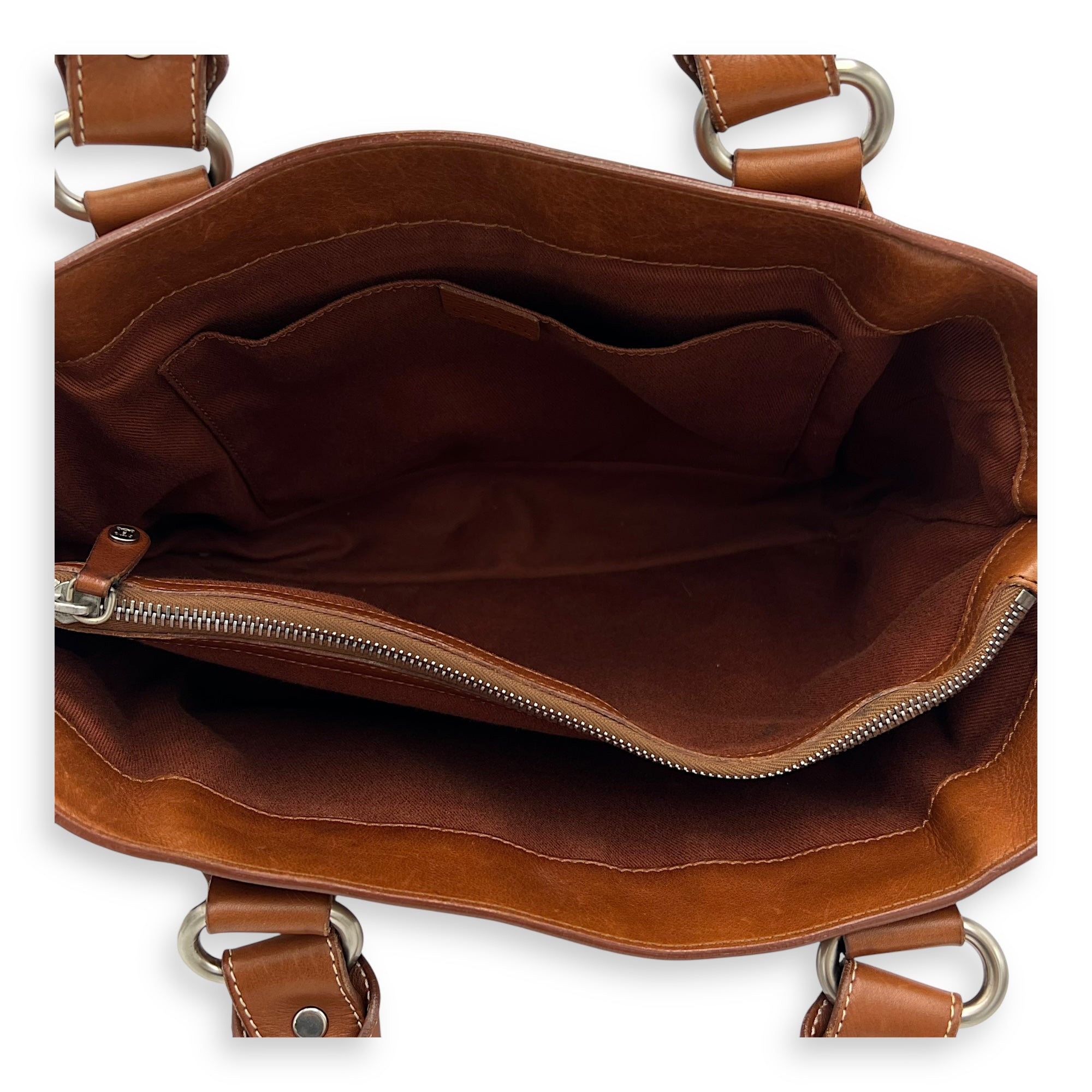 Boogie Top Handle Bag Brown in Calfskin, Silver hardware - Image 7