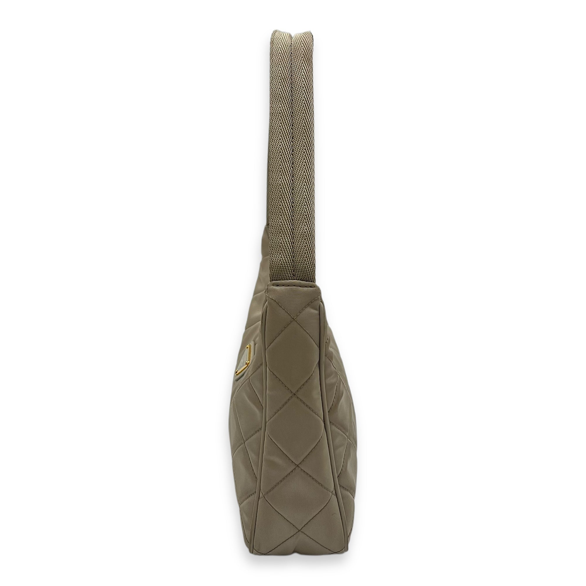Re-Edition Shoulder Bag Beige in Re-Nylon, Gold hardware - Image 5