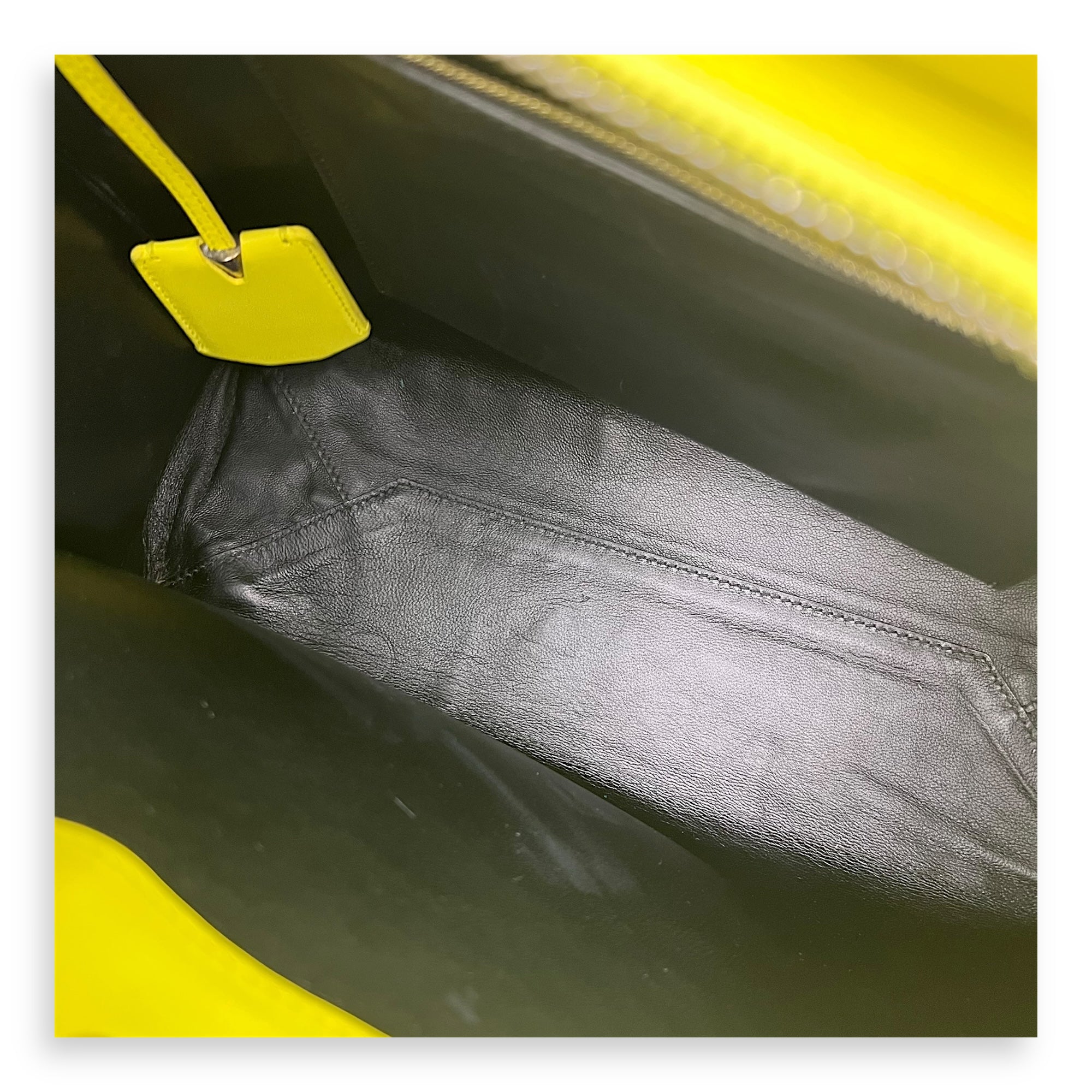 Cadle Top Handle Bag Medium Yellow in Calfskin, Gold hardware - Image 7