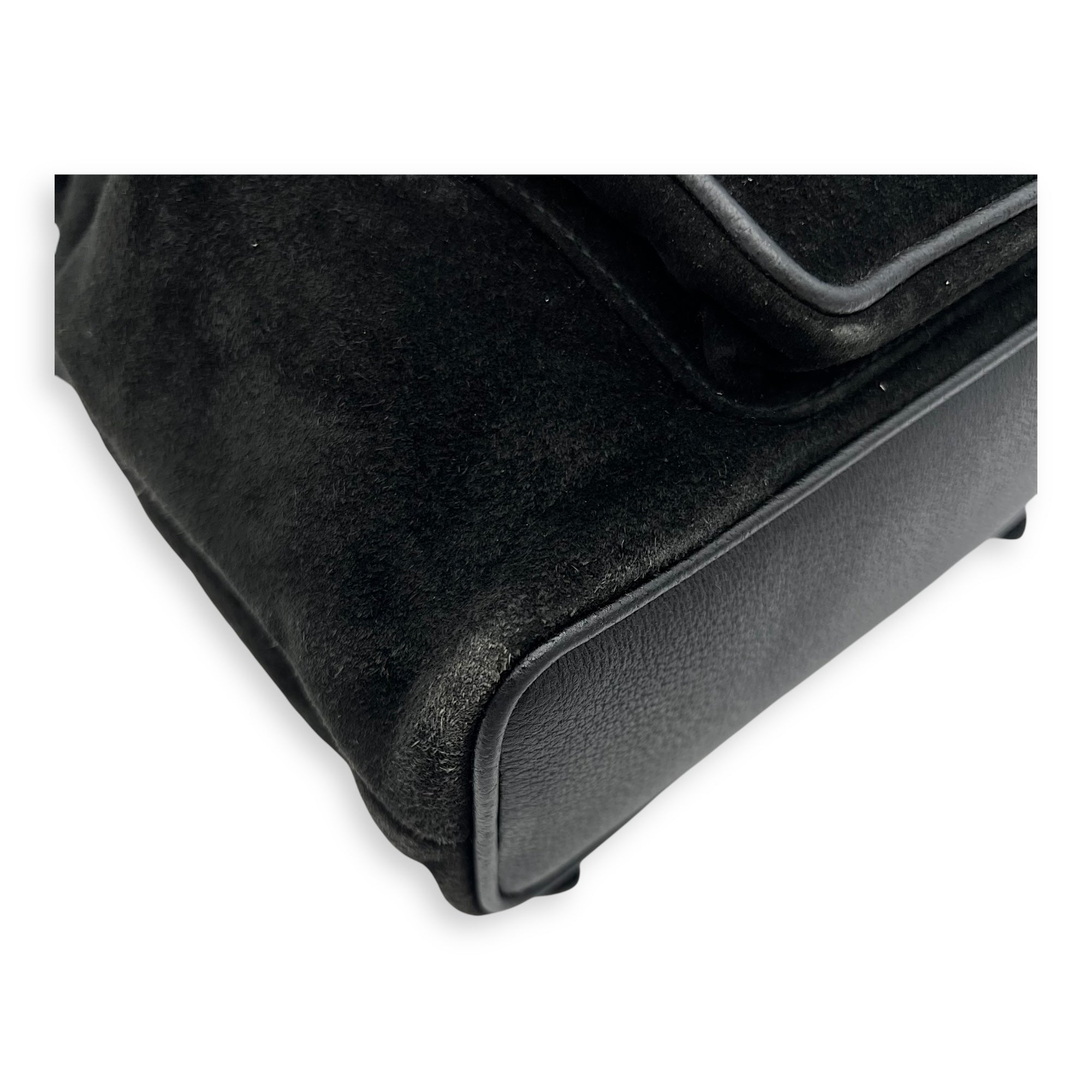 Bamboo Backpack Black in Suede Leather, Gold hardware - Image 8