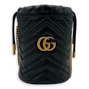 GG Bucket Bag Black in Calfskin, Gold hardware