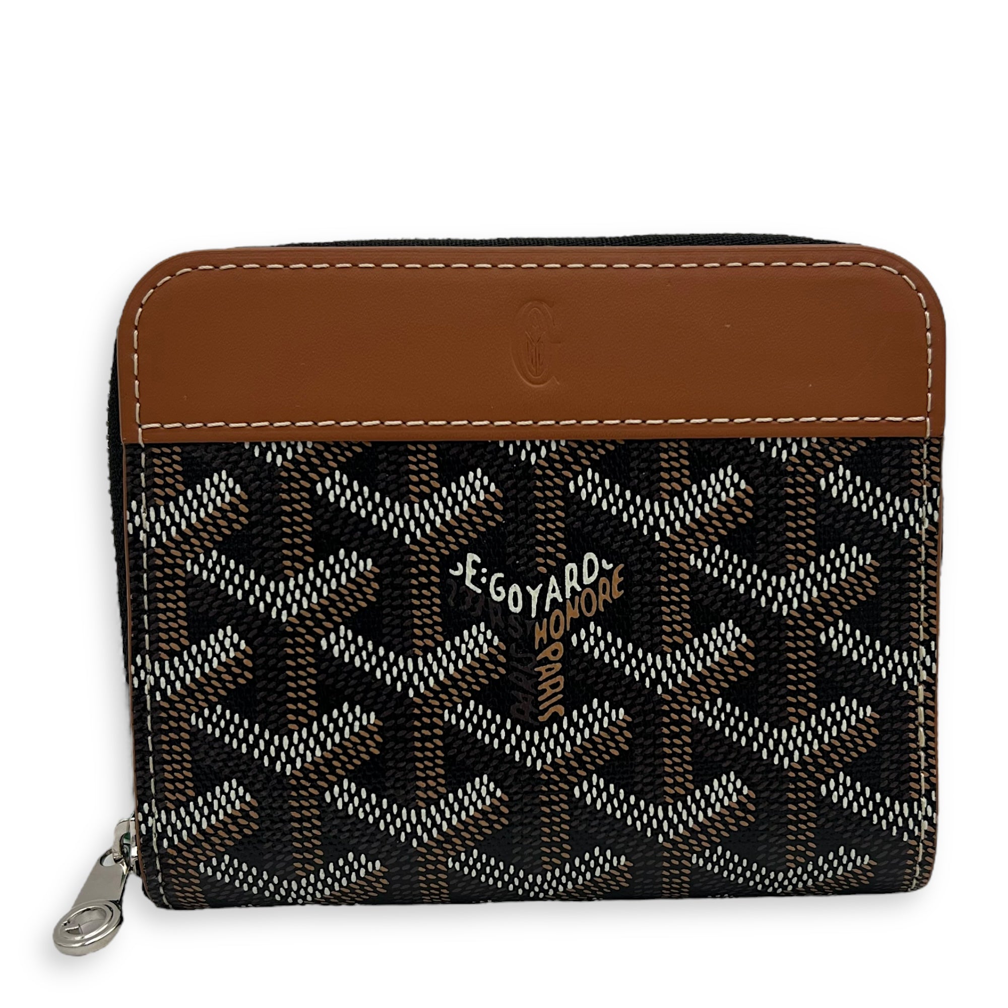 Matignon Wallet Brown in Coated Canvas, Silver hardware